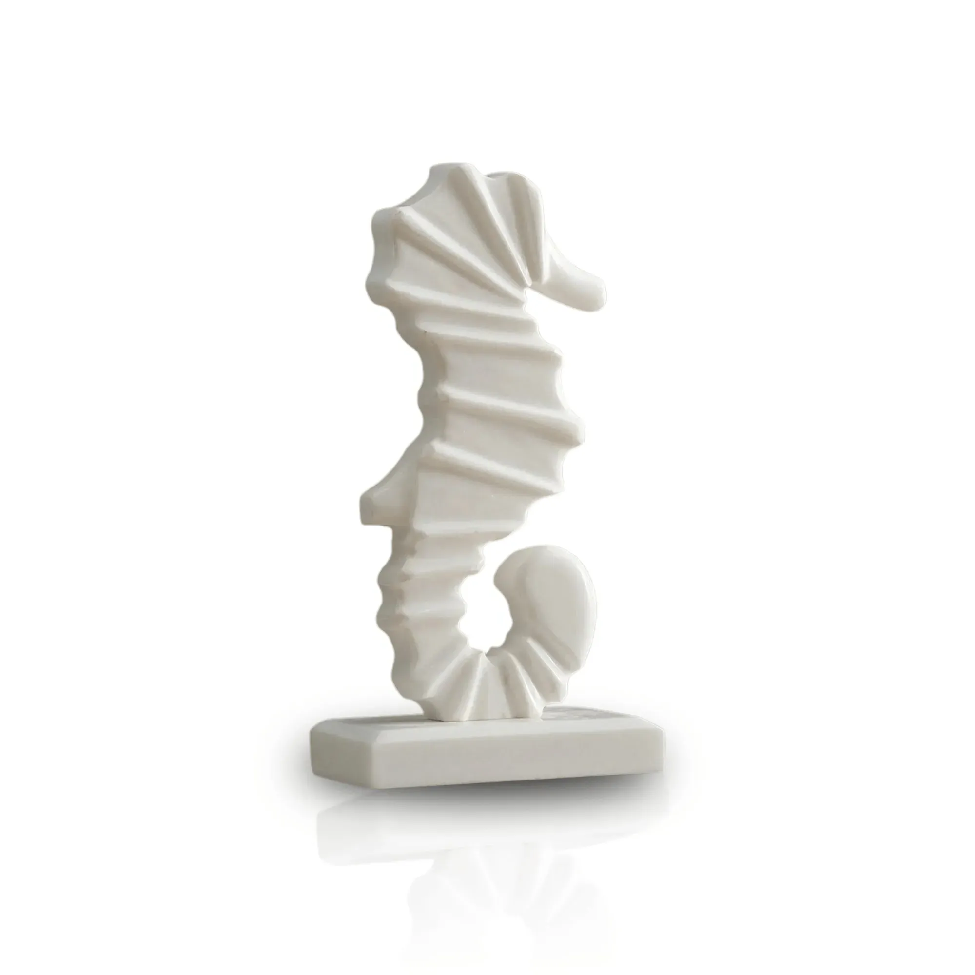 Seahorse Sculpture - White, Marble image