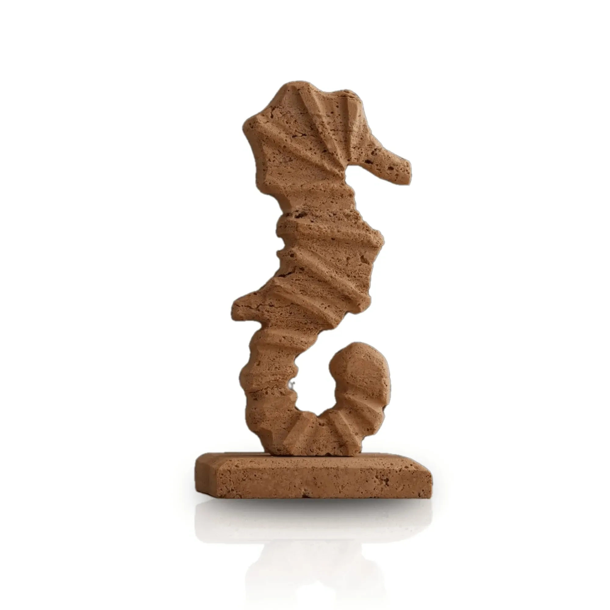 Seahorse Travertine Sculpture - Terracotta