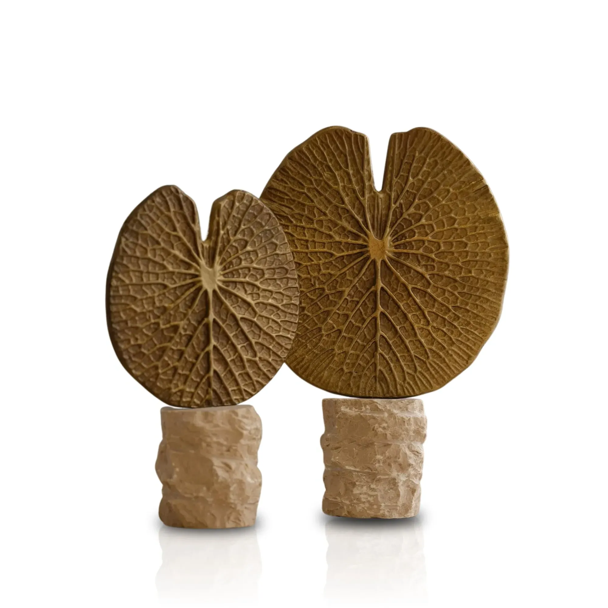 Set of Two Aged Moss Leaf Decor - Gold, Resin