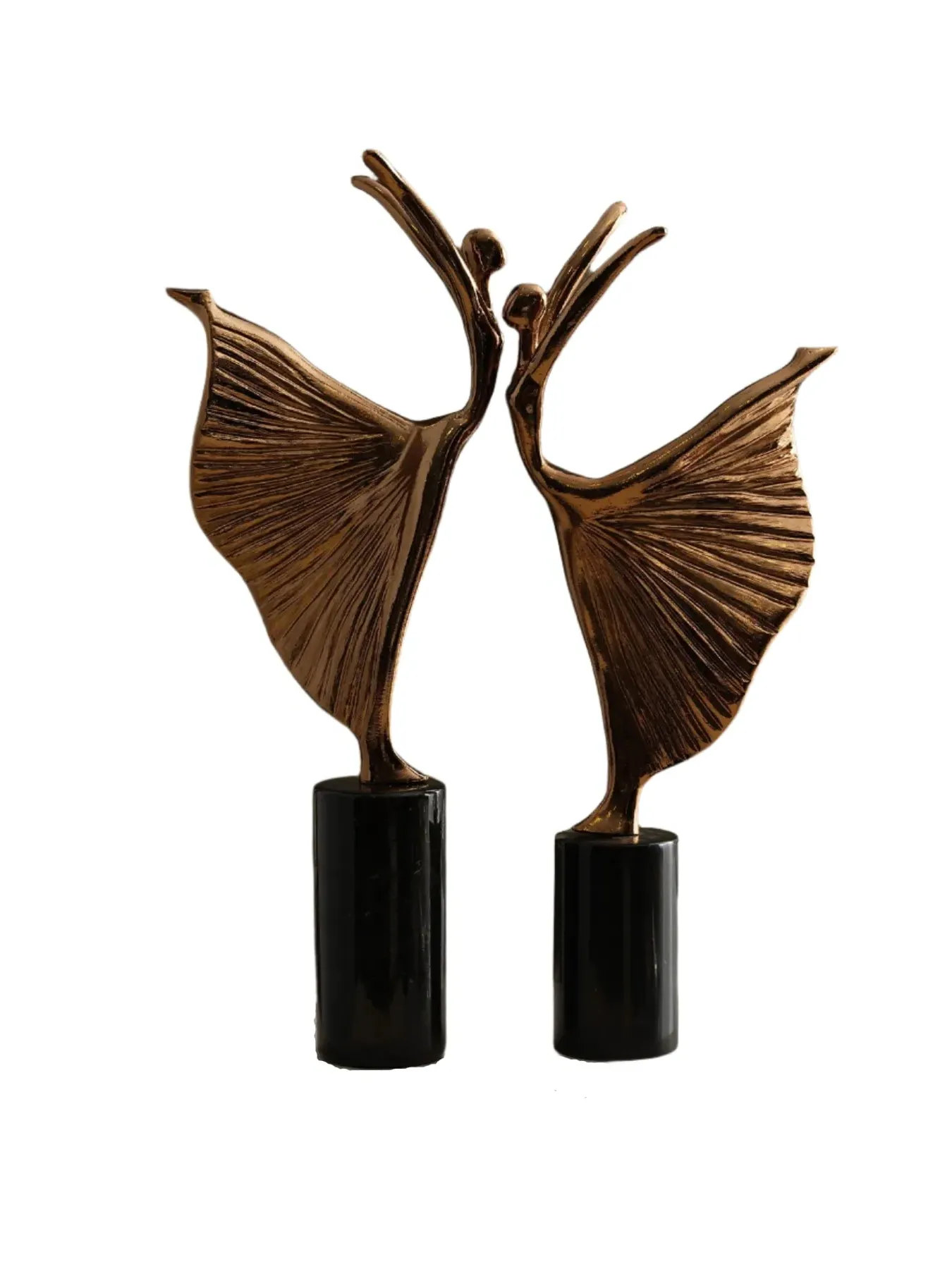 Set of Two Bronze Ballerina Sculptures - Black, Marble Base image