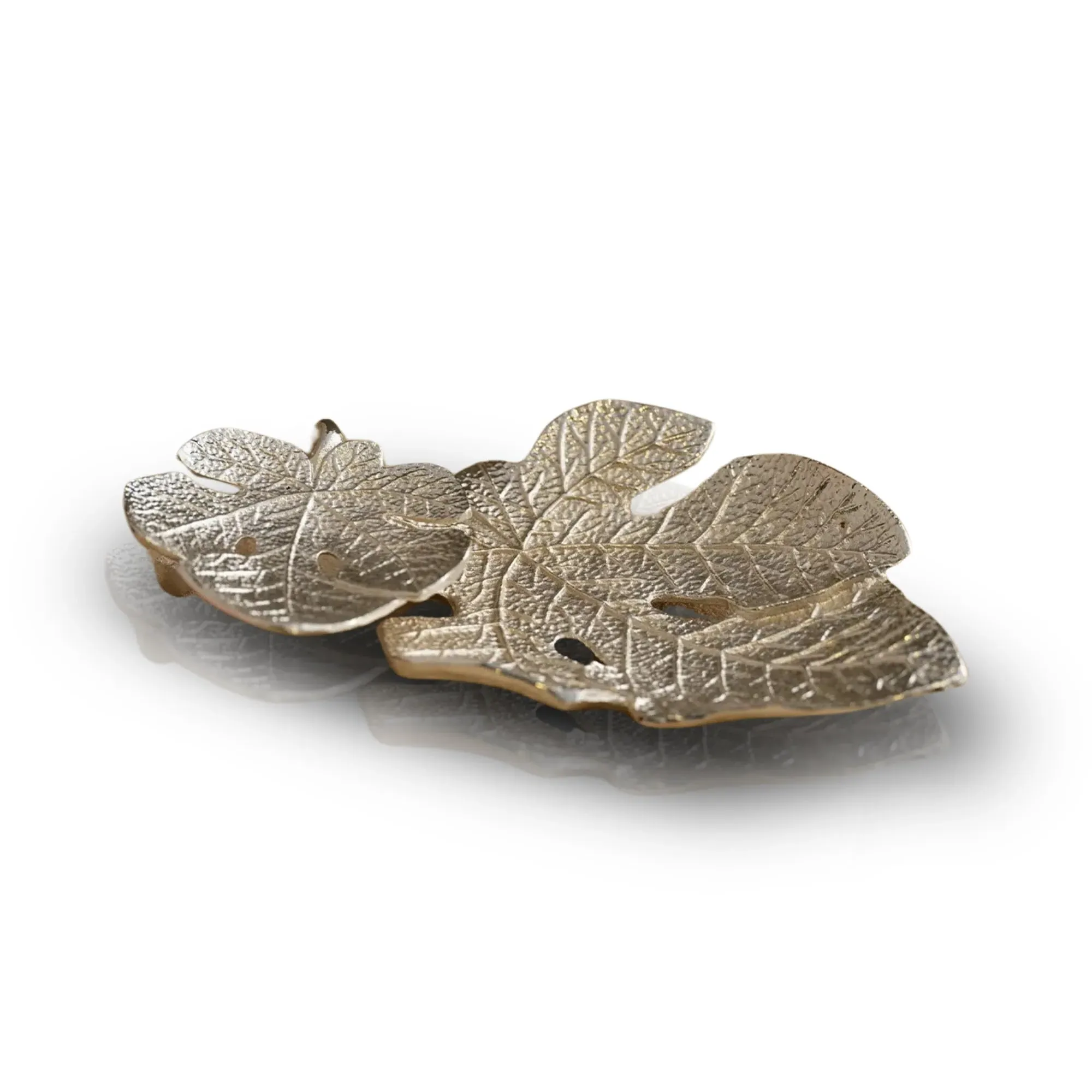 Set Of Two Fig Leaf Dish - Silver image