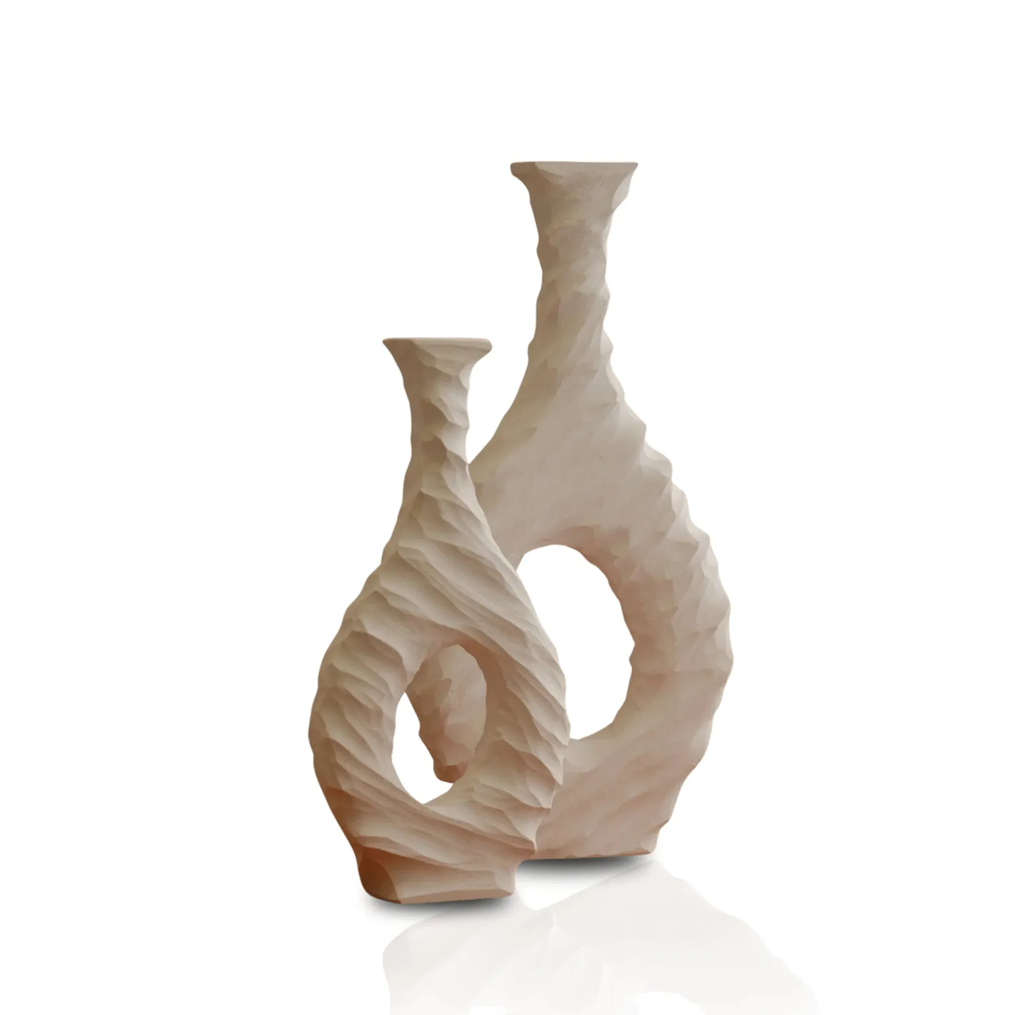 Set of Two Limra Stone Decor - White, Limestone