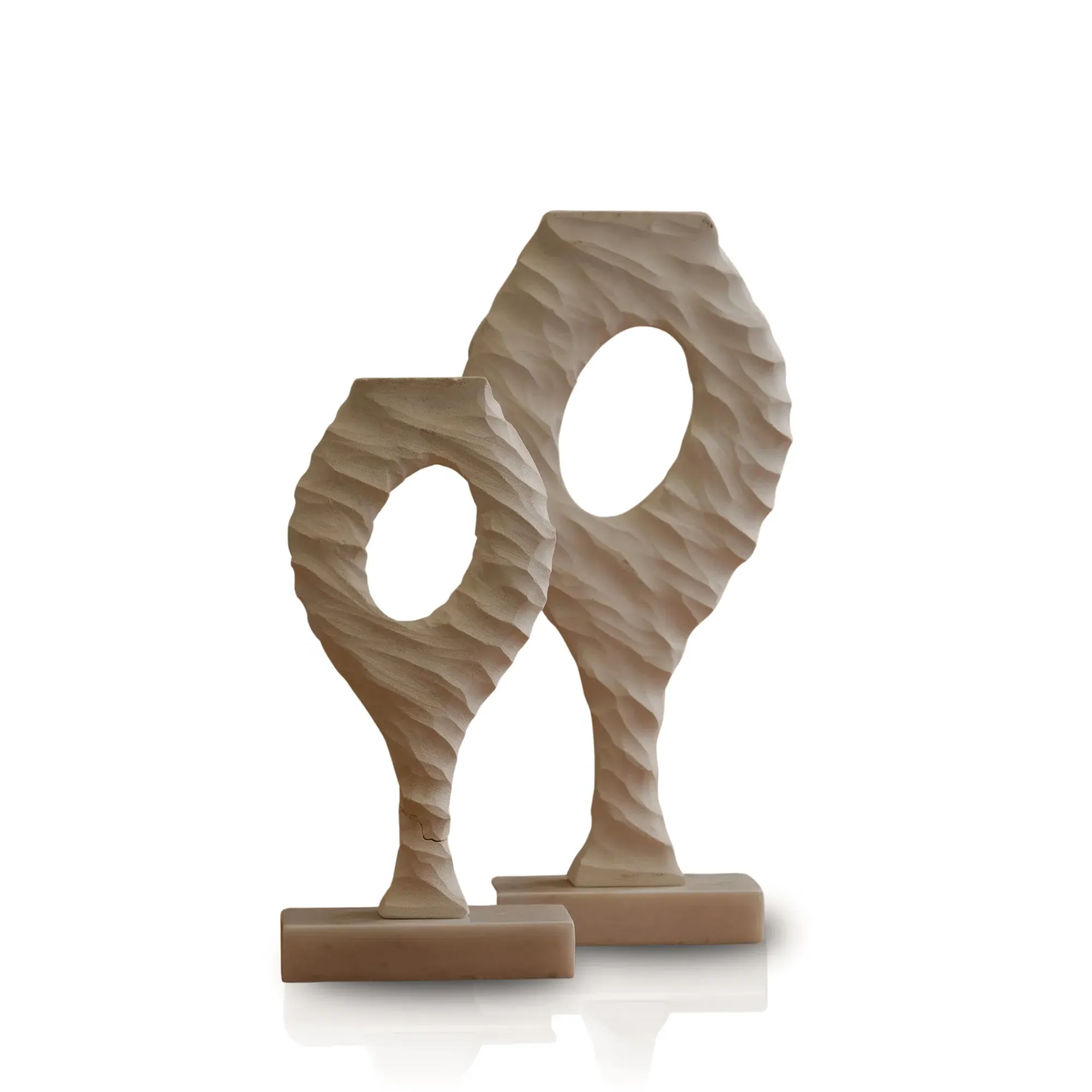 Set of Two Limra Stone Sculptural Figures - Limestone