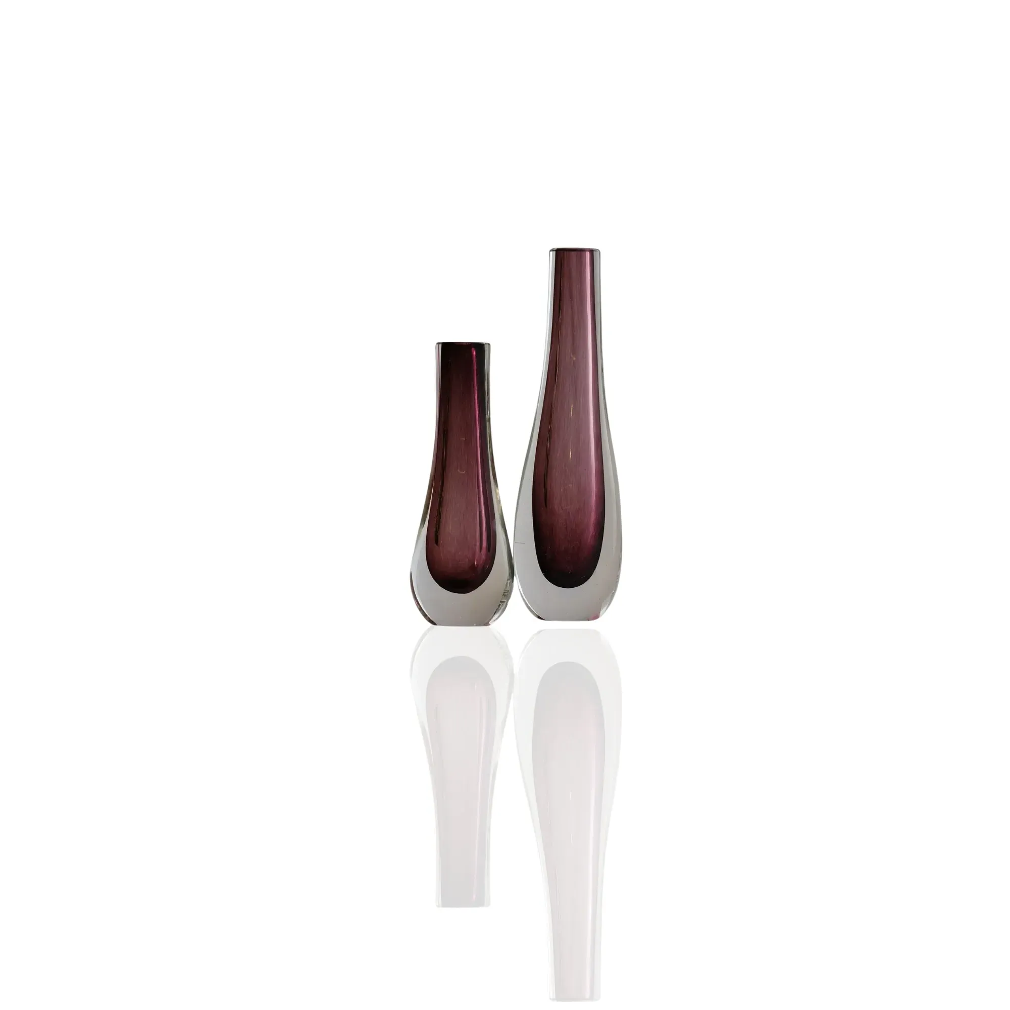 Set of Two Murano Glass Vases - Purple, Teardrop