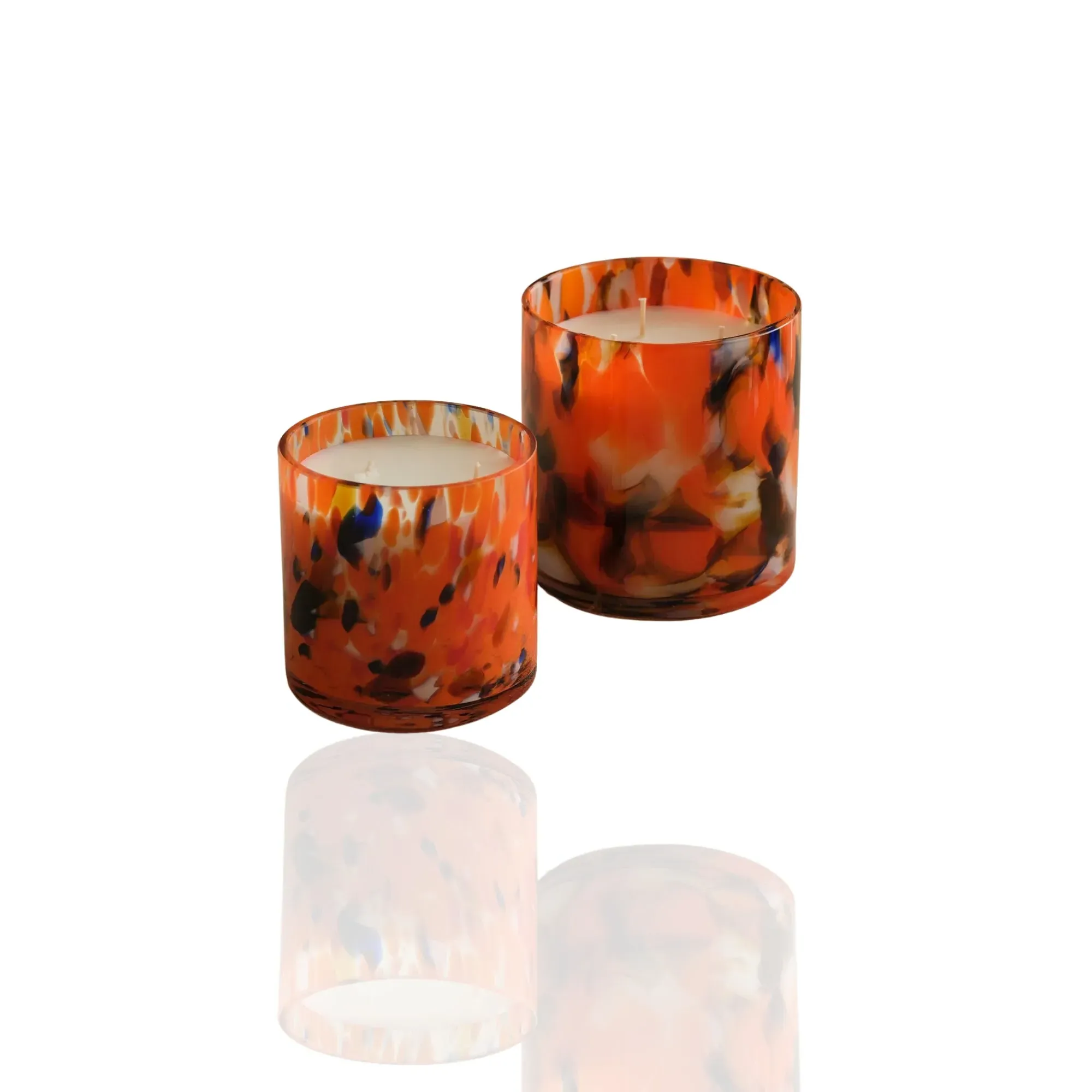 Set Of Two Murano Hand-Blown Glass Candle Holders - Yellow