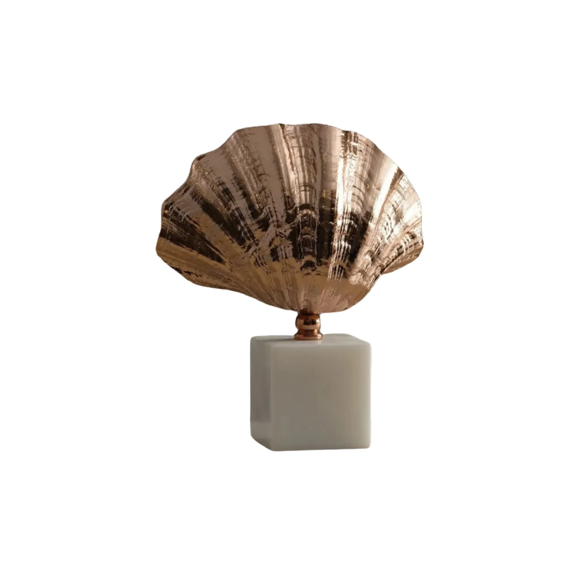 Shell Sculpture with Marble Base - Rose Gold, Bronze image