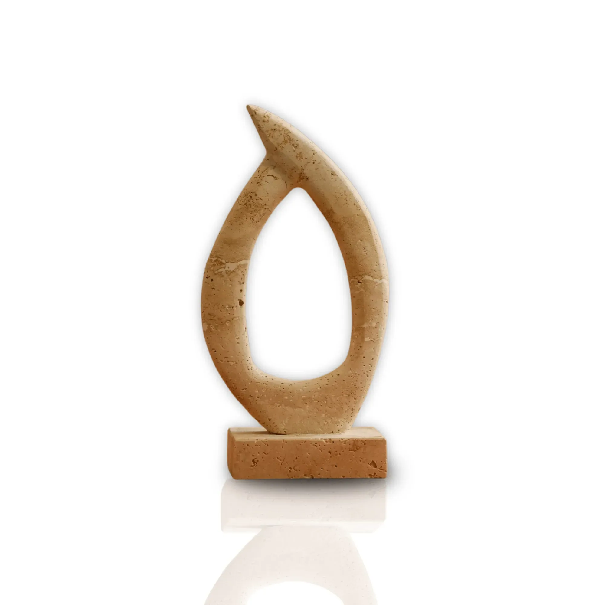 Teardrop Travertine Sculpture - Beige