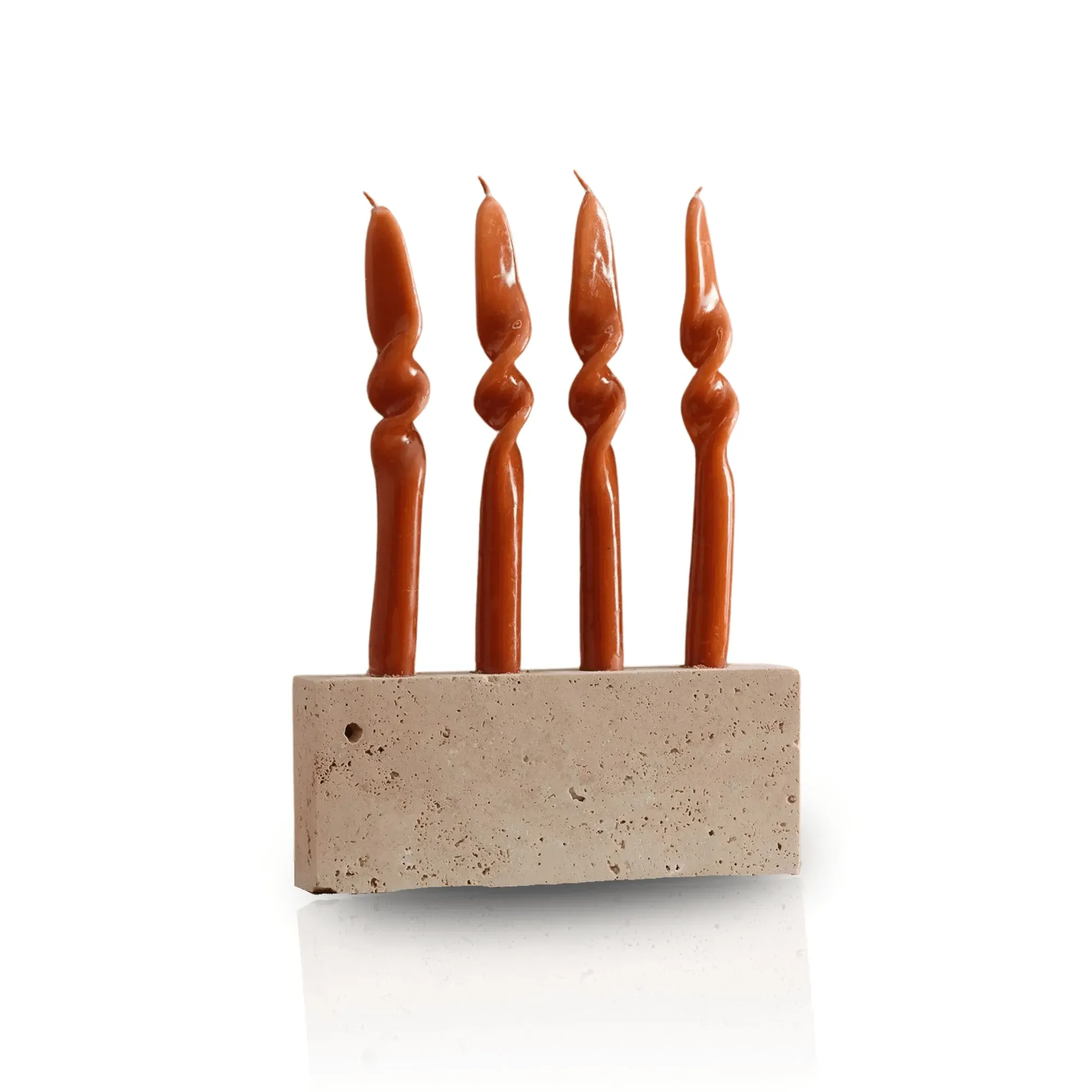 Travertine Block Candle Holder For Four Taper Candles image