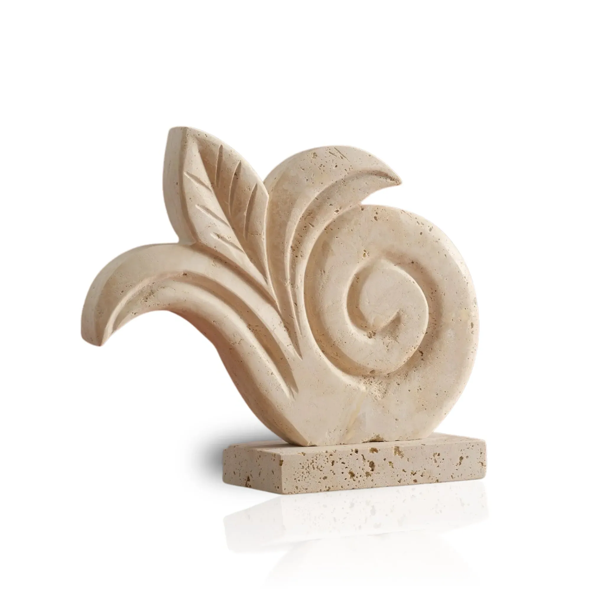 Travertine Laurel Sculpture - White