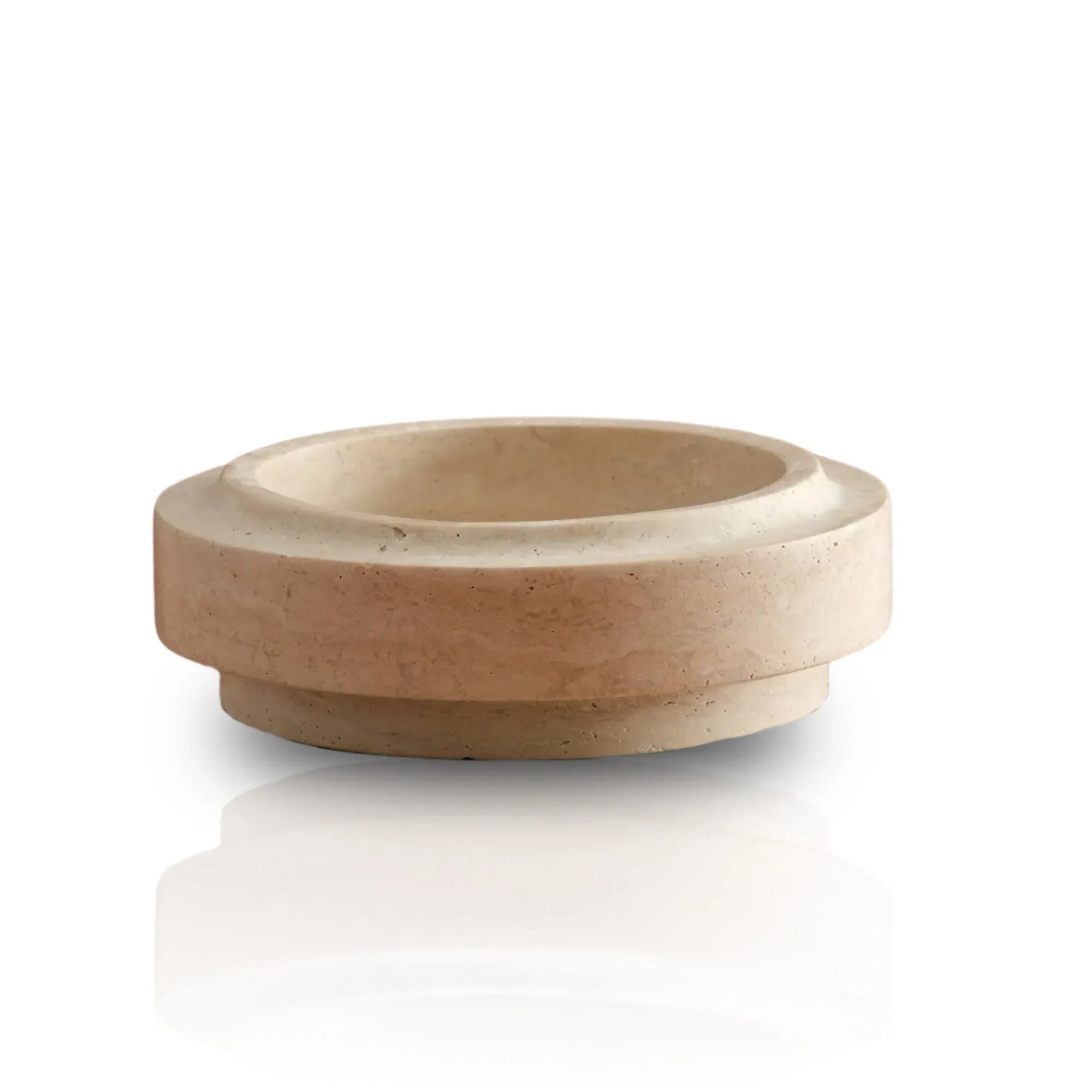 Travertine Pedestal Bowl - Brown