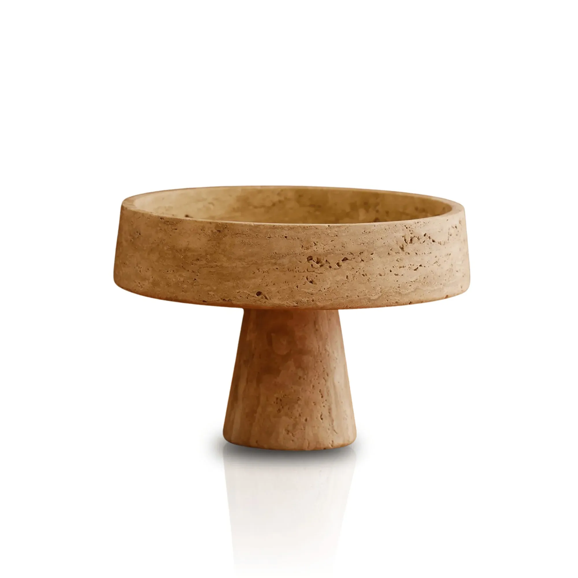 Travertine Serving Stand with Flared Base - Beige