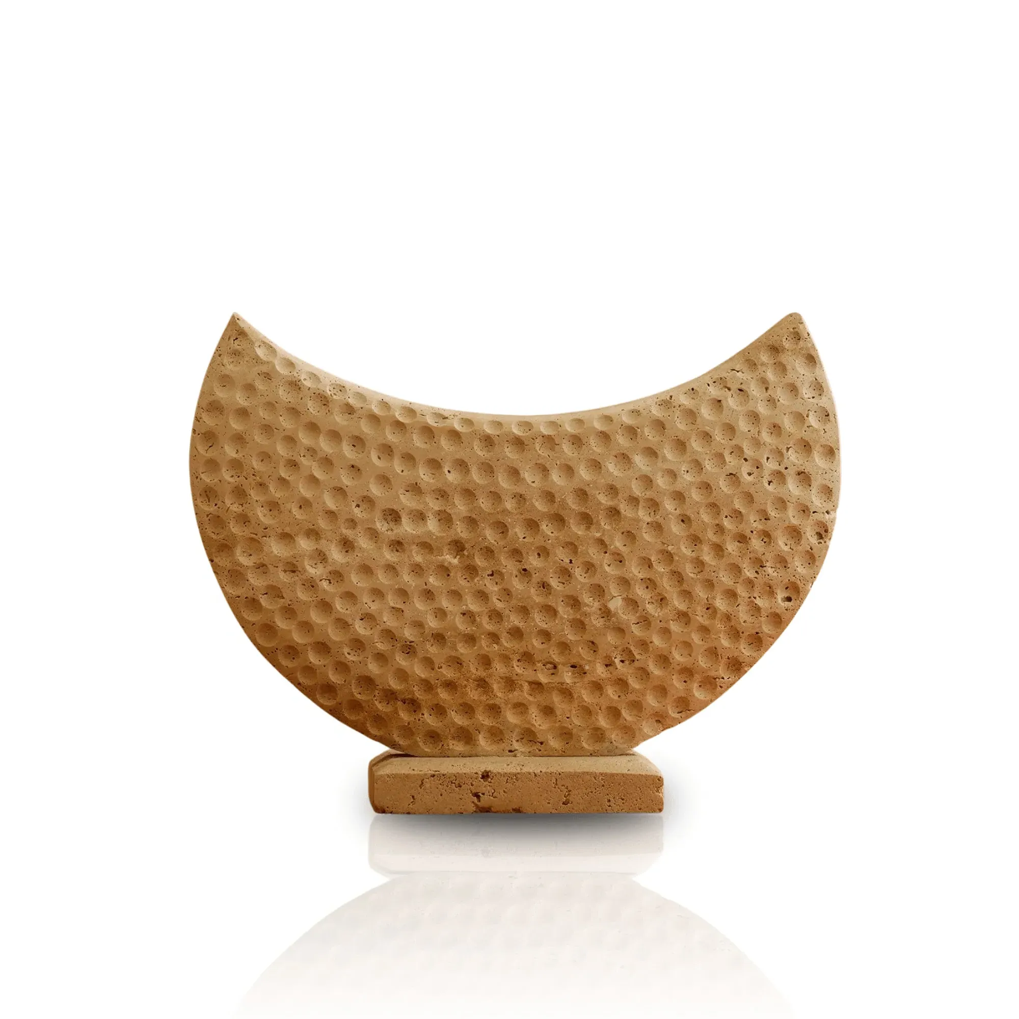 Travertine XL Crescent Sculpture - Brown