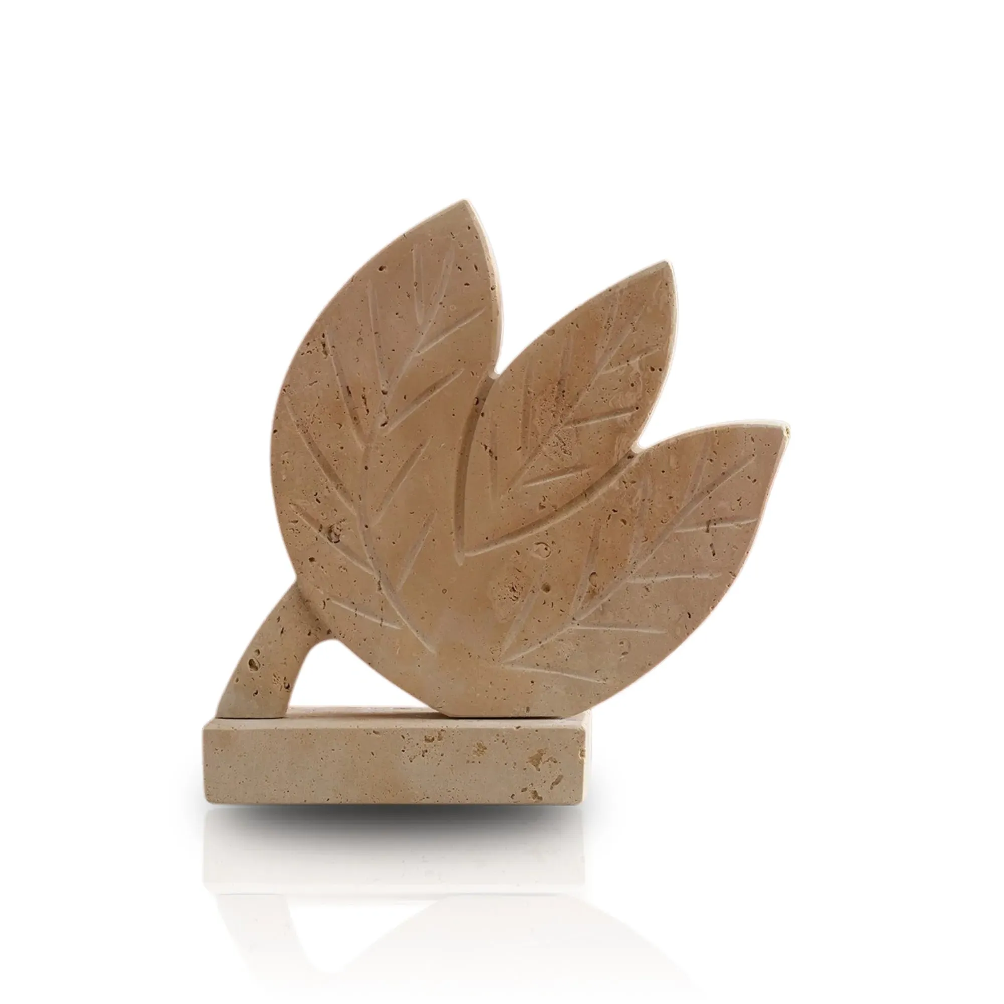 Tulip Leaf Travertine Sculpture - Beige