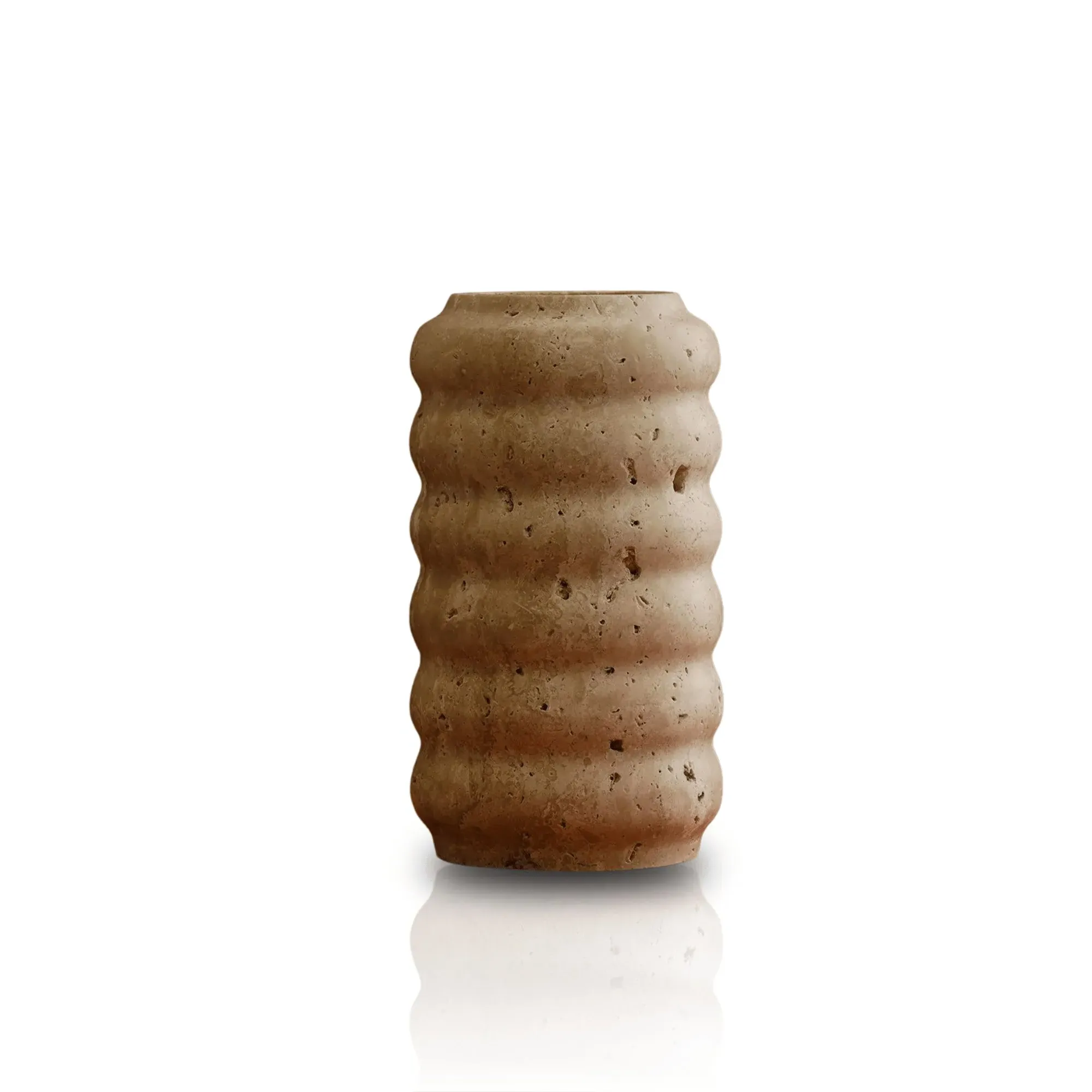 Wavy Travertine Vase - Brown, Stone image