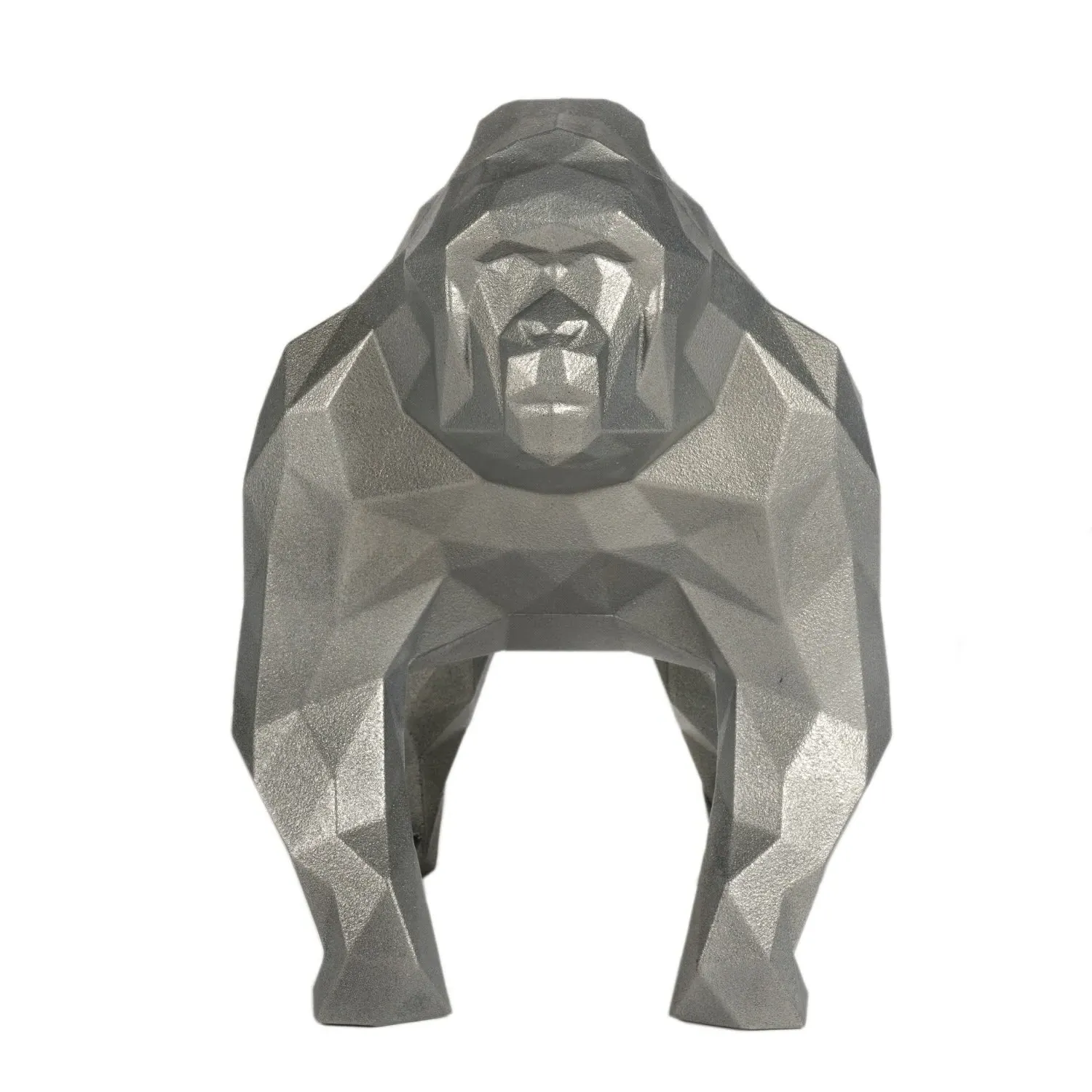 Gus Geometric Gorilla Sculpture - Metallic Silver