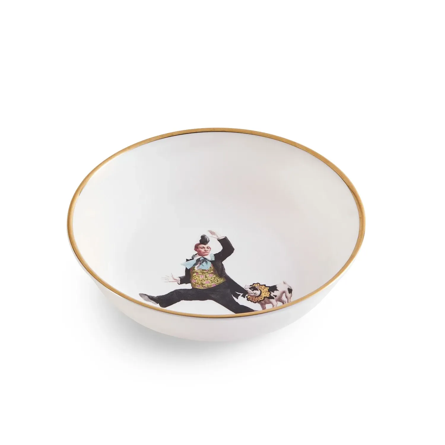 Alphonso Bone China Dessert Bowl - Gold, White
