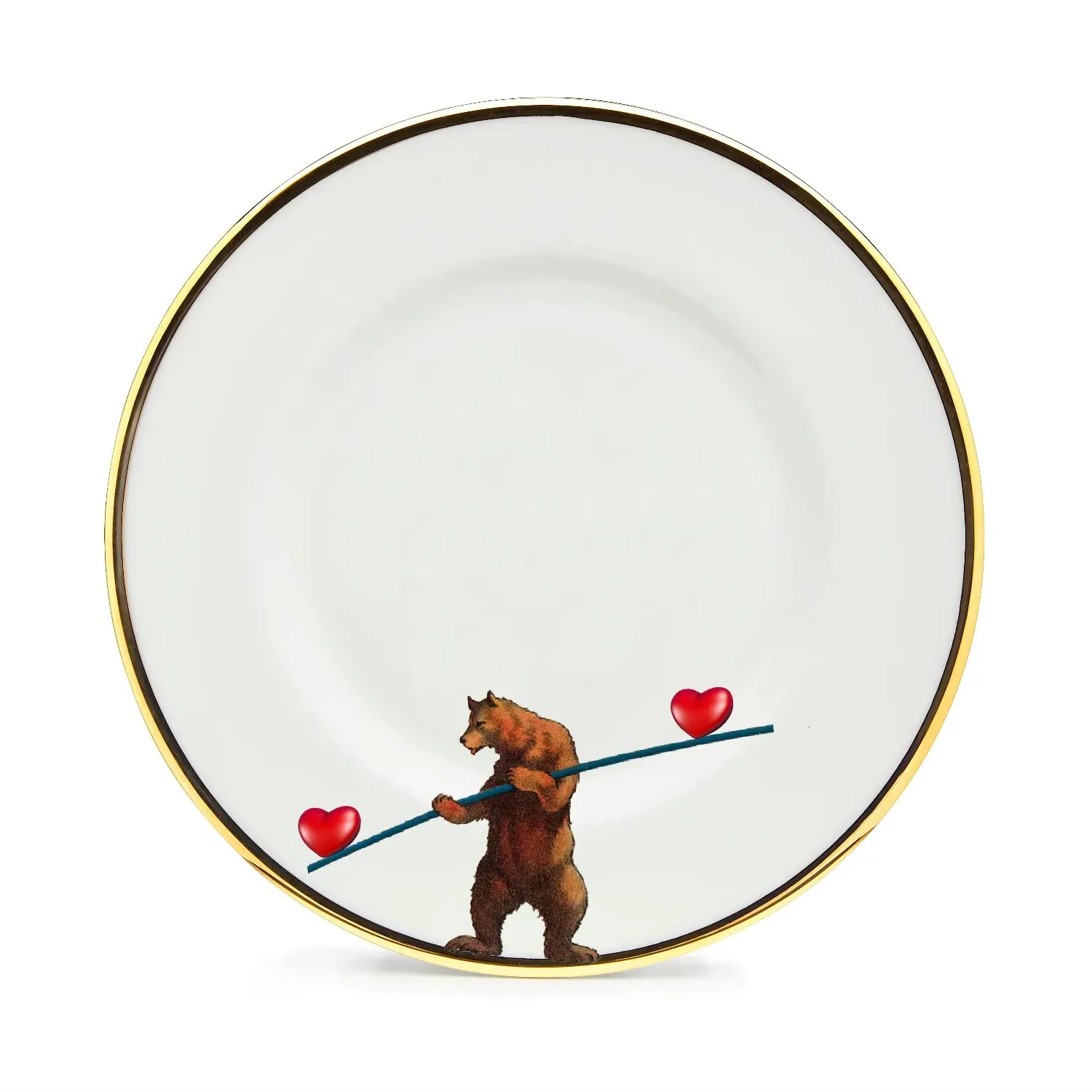 Balancing Love Bear Dessert Plate - White, Fine Bone China image