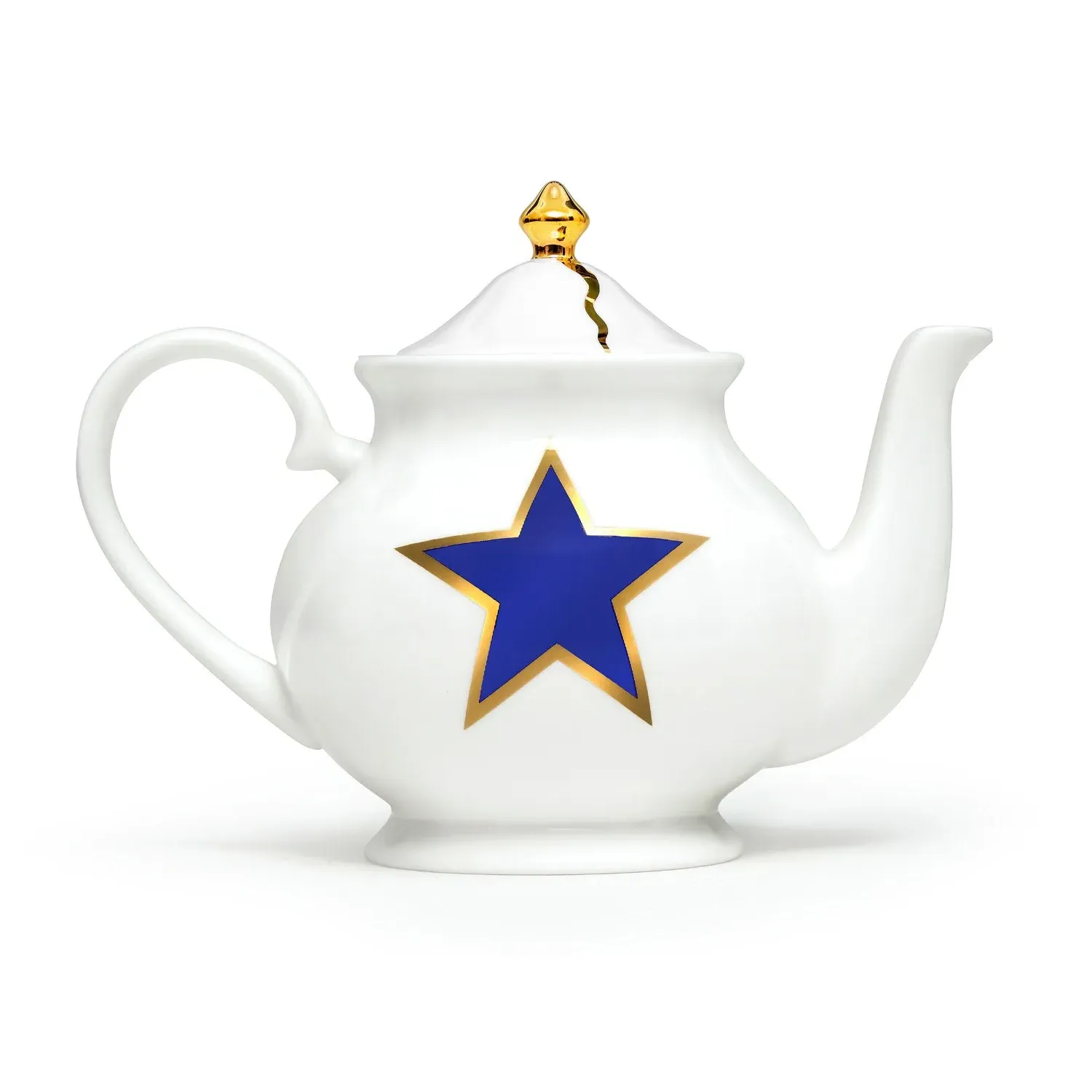 Lucky Stars Tea For One Teapot - Gold/Blue/White, Bone China image