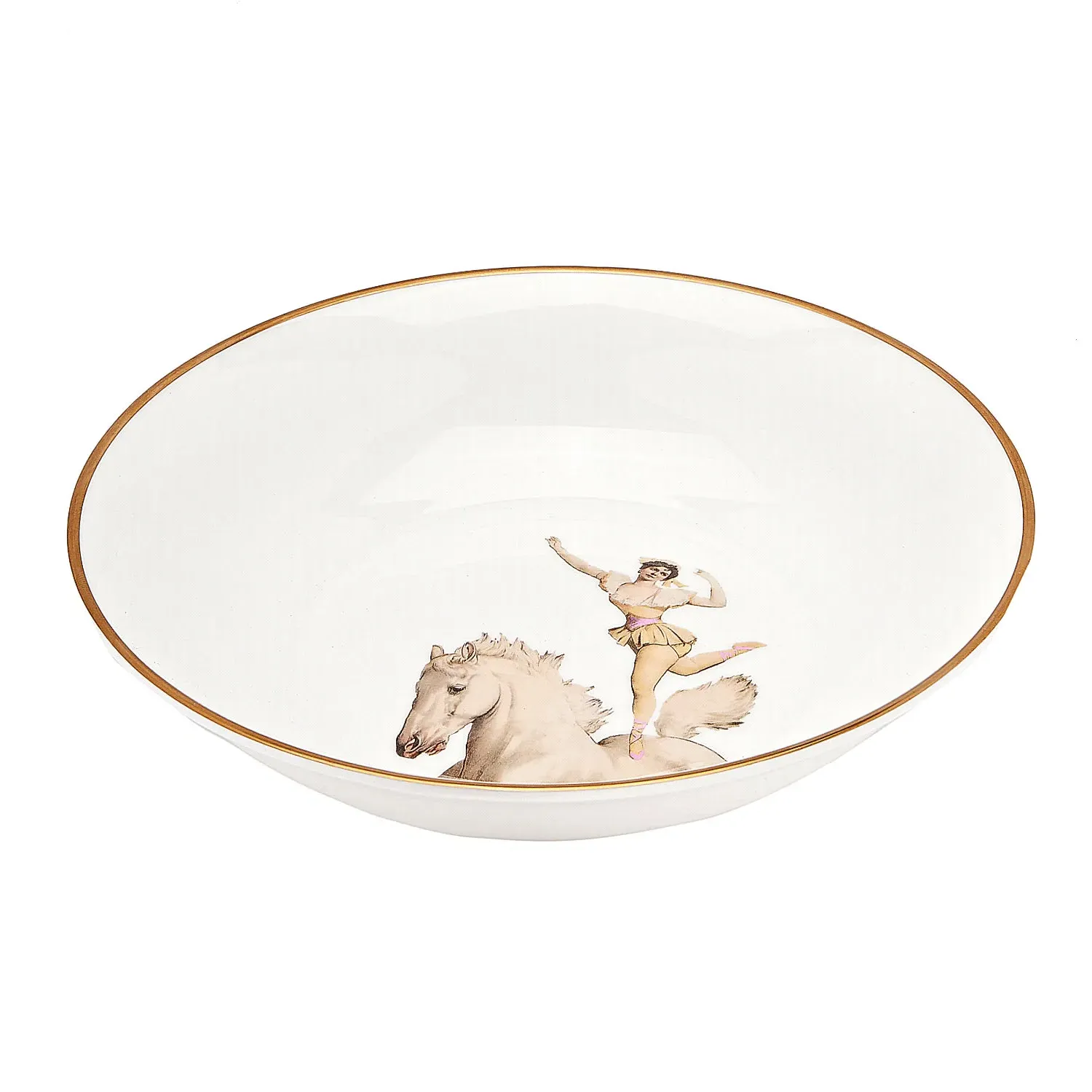 Miss Rose Bone China Pasta Bowl - Gold, White image