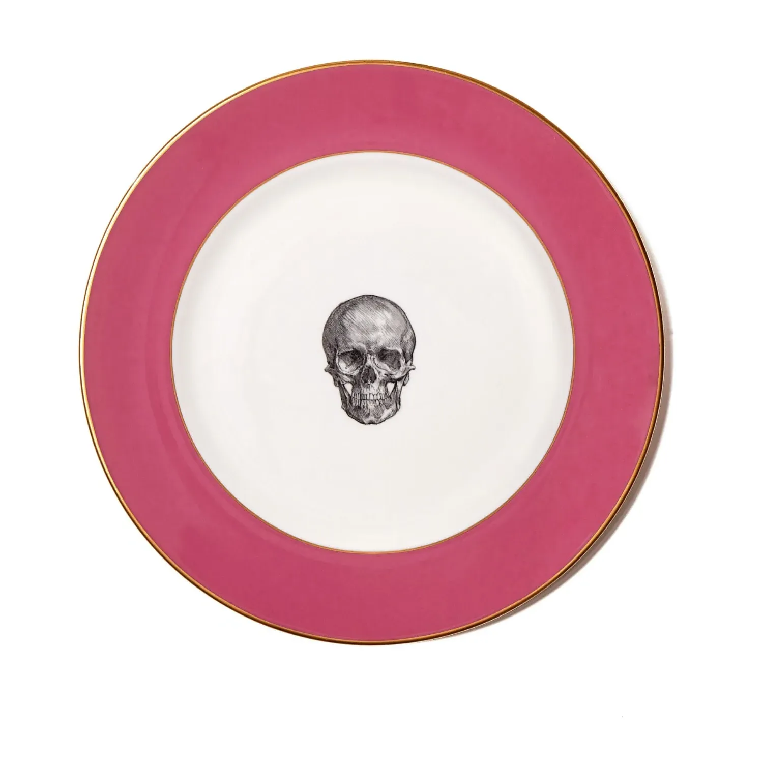 Raspberry Pink Skull Dinner Plate - Pink, Fine Bone China image