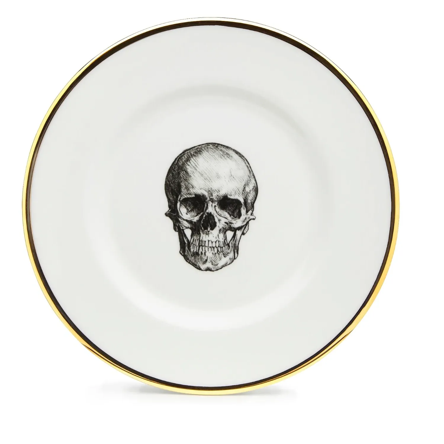 Skull Bone China Dessert Plate - White, Gold image