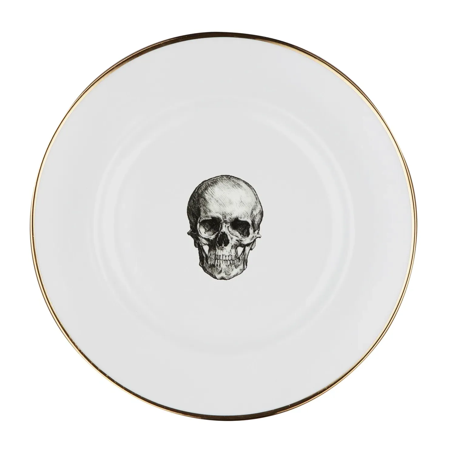 Skull Bone China Salad Plate - White, Gold image
