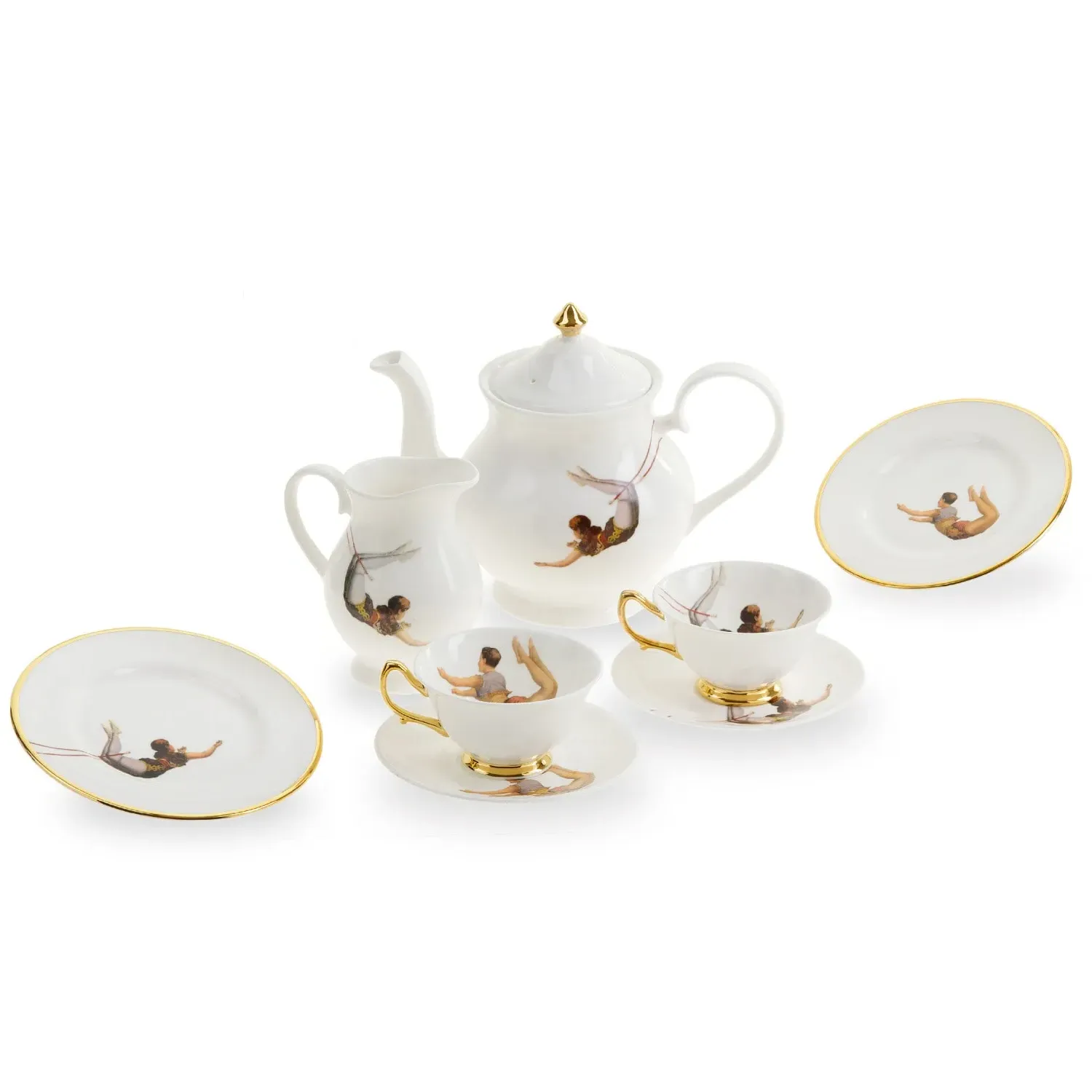 Trapeze Tea For Two Tea Set - White, Fine Bone China