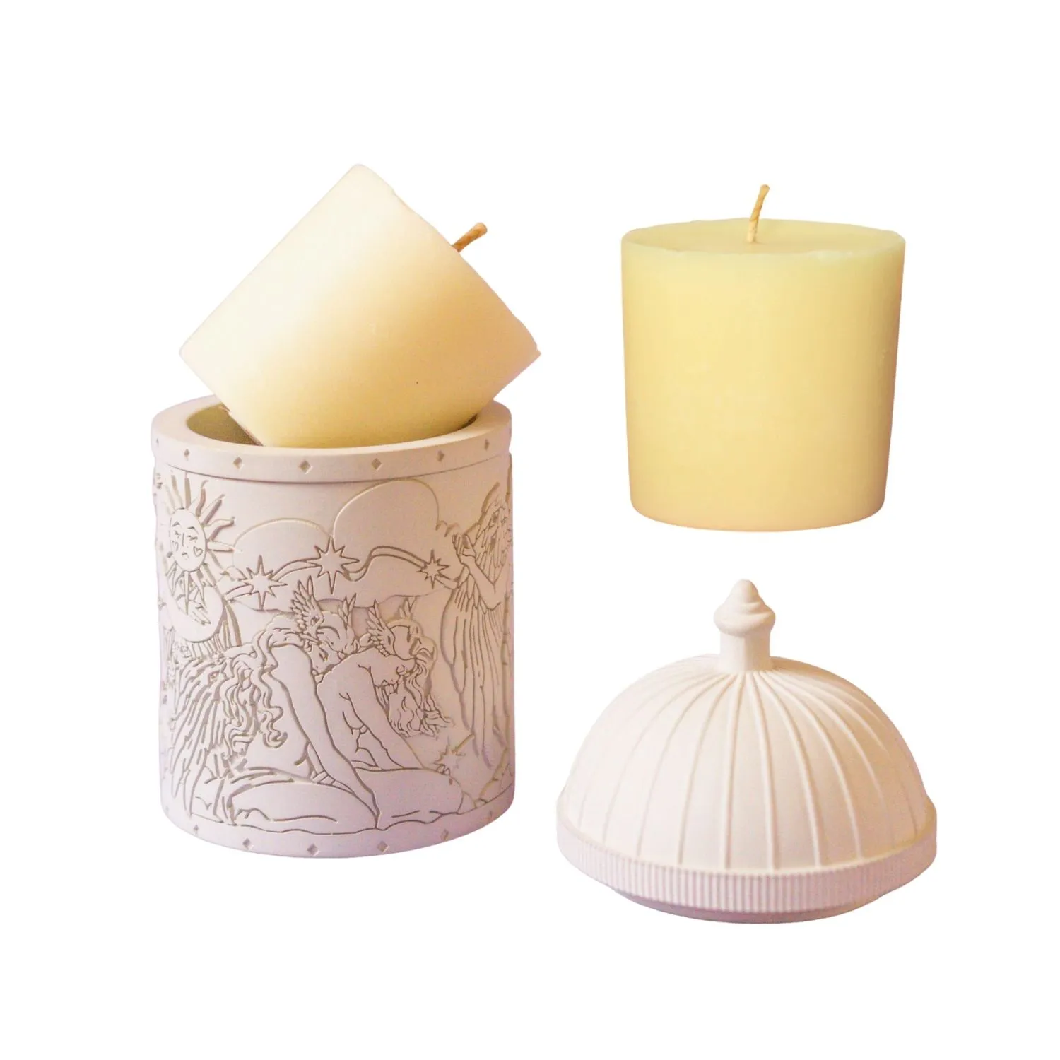Sappho's Angels Refillable Soy Candle Holder Gift Set - White image