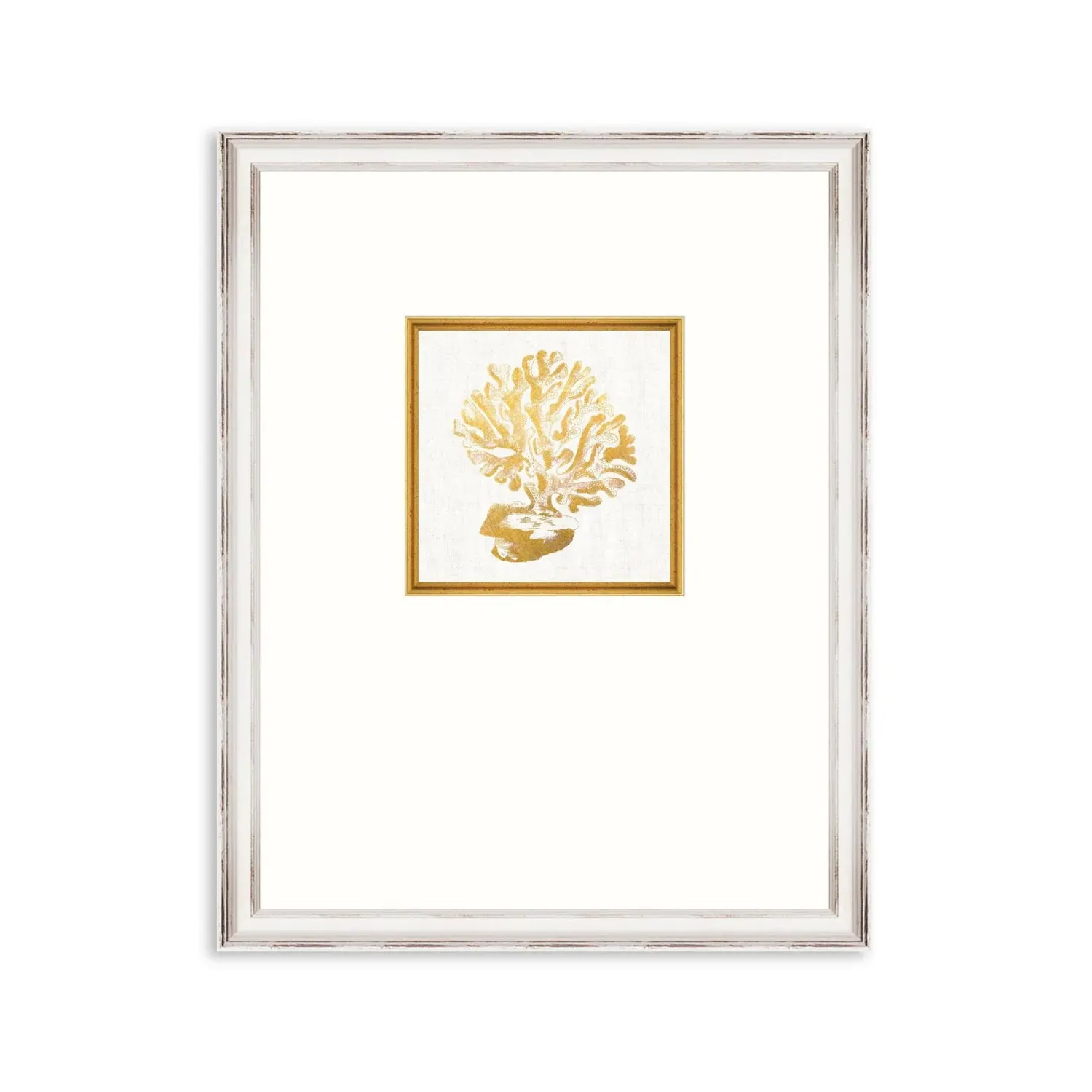 Mediterranean Gems Coral Framed Wall Art - Gold, Linen image