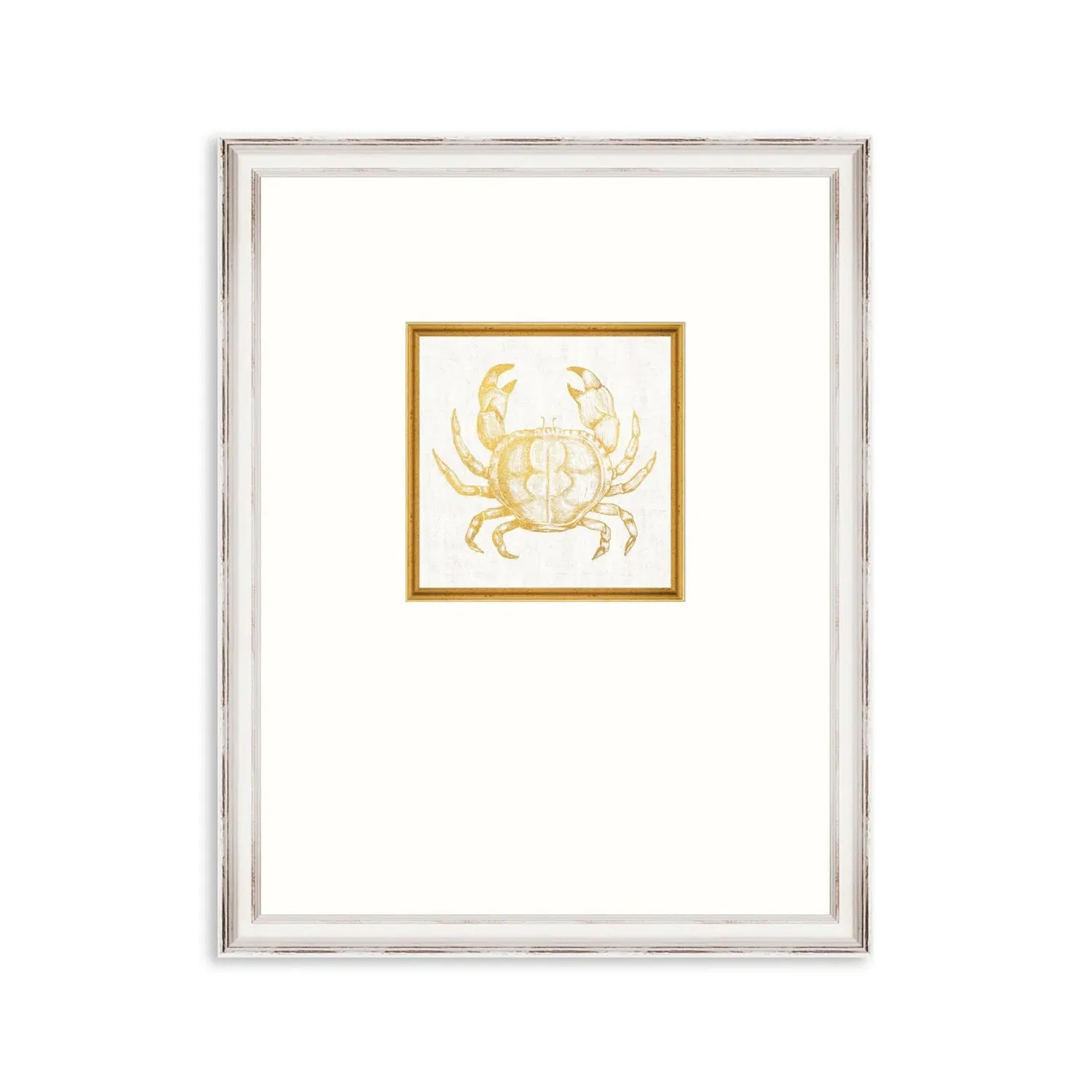 Mediterranean Gems Crab Framed Wall Art - Gold, Linen