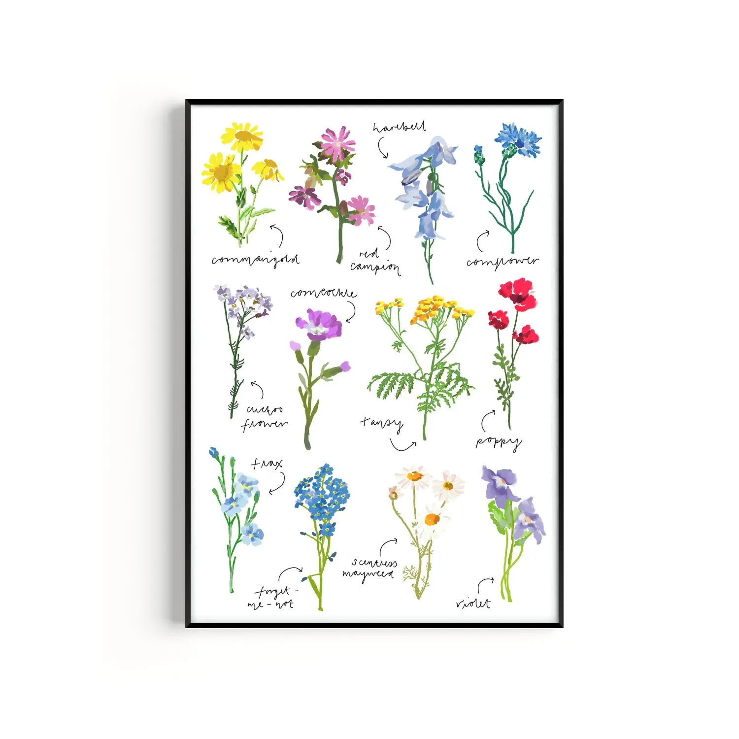 A3 Wildflowers Hand Painted Art Print