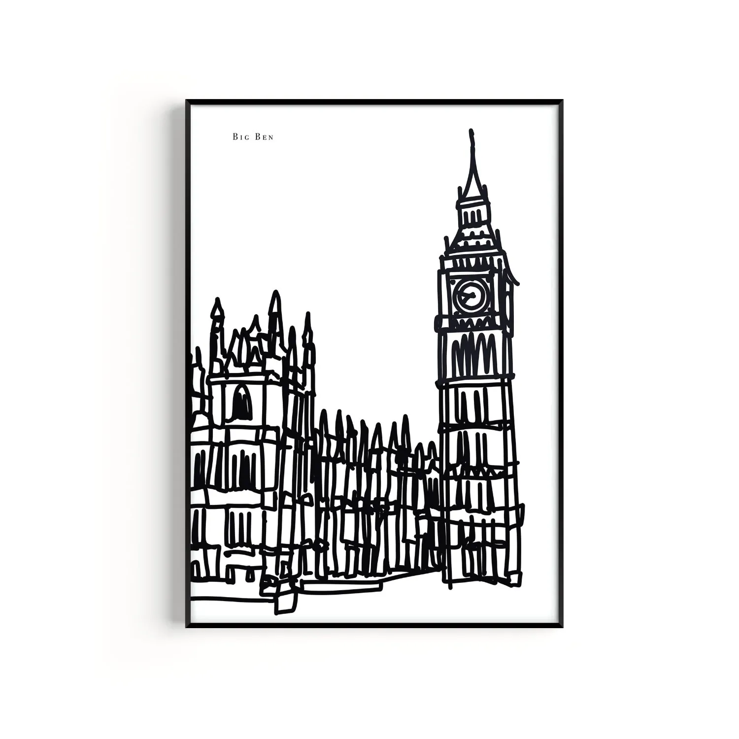 Big Ben A2 Art Print - Black/White