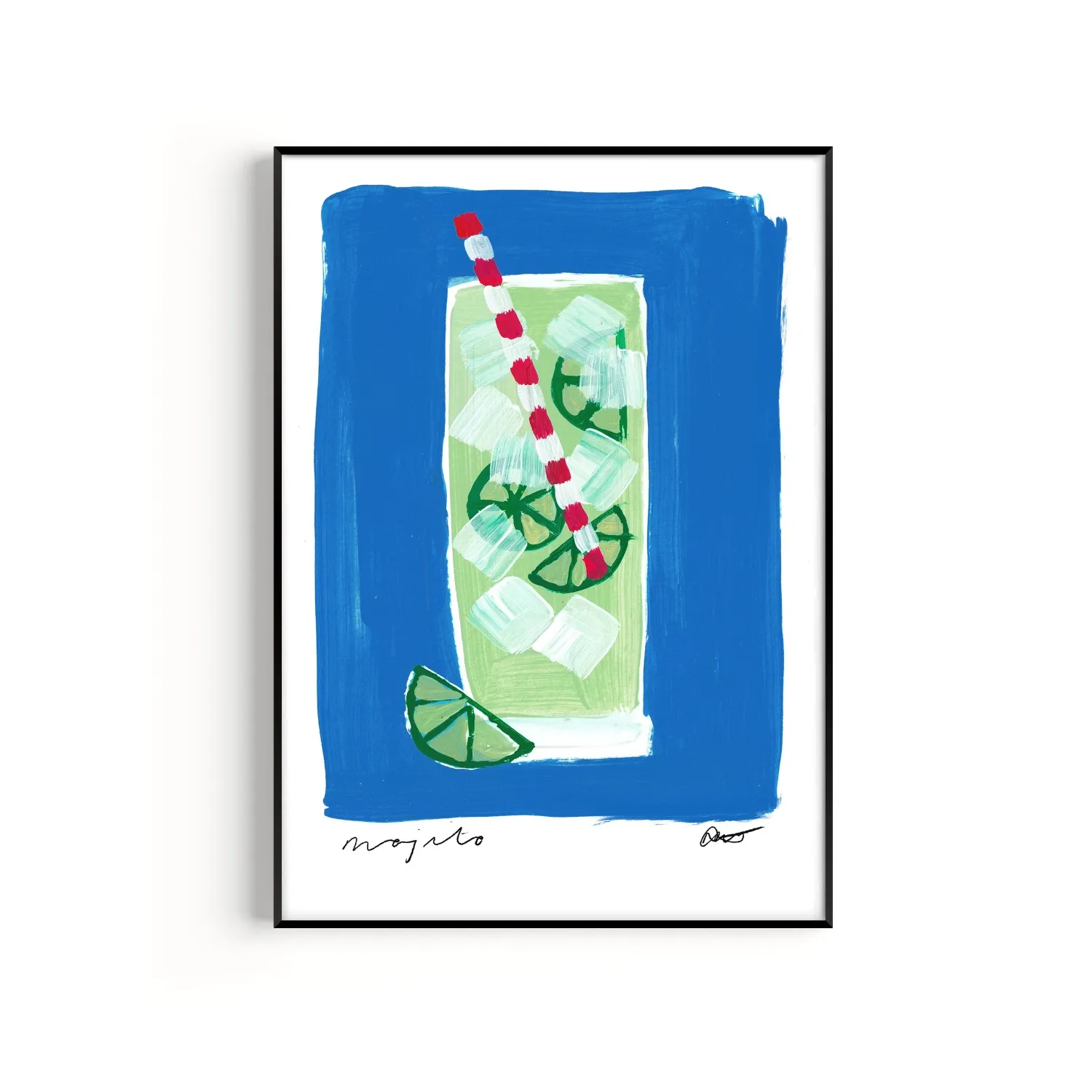 Blue Mojito A2 Art Print - Blue