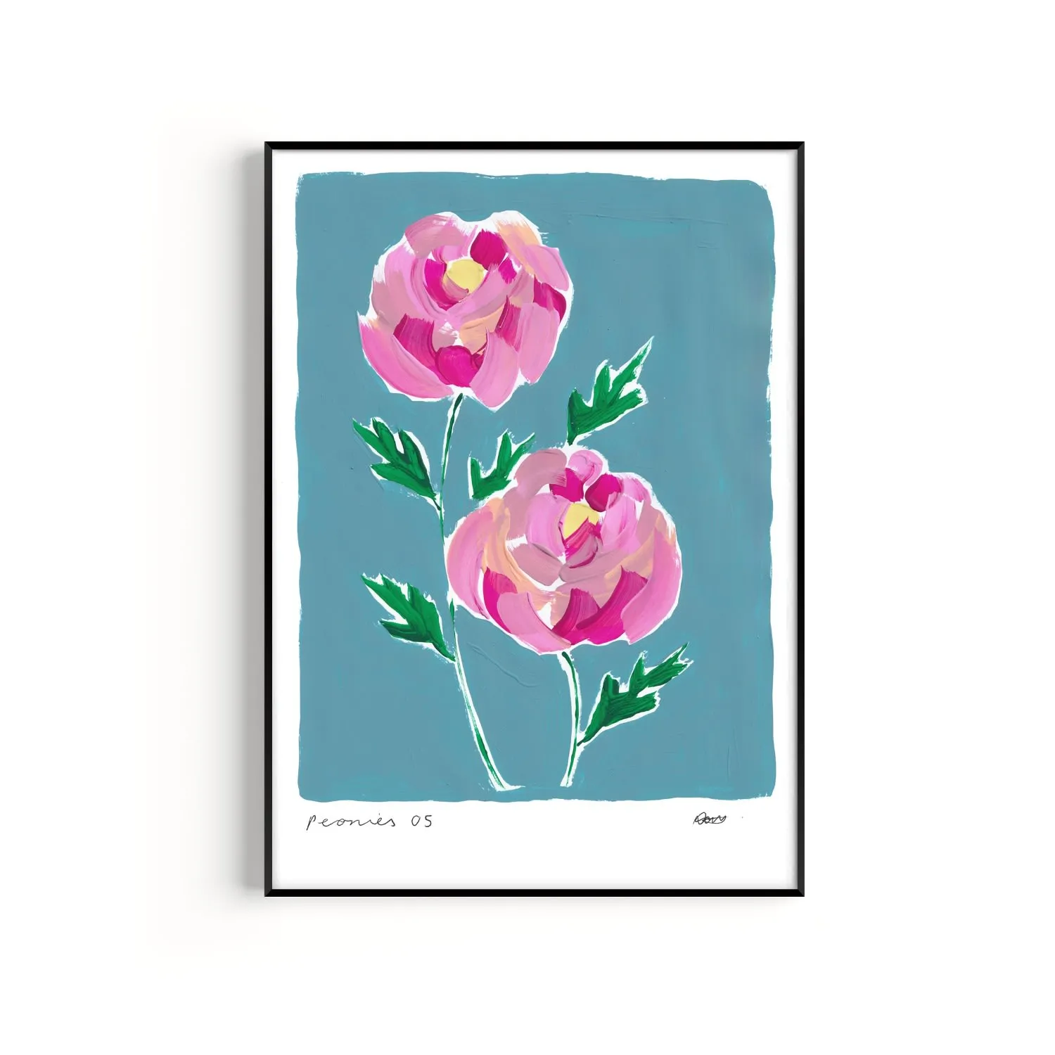 Blue Peonies A2 Art Print - Blue
