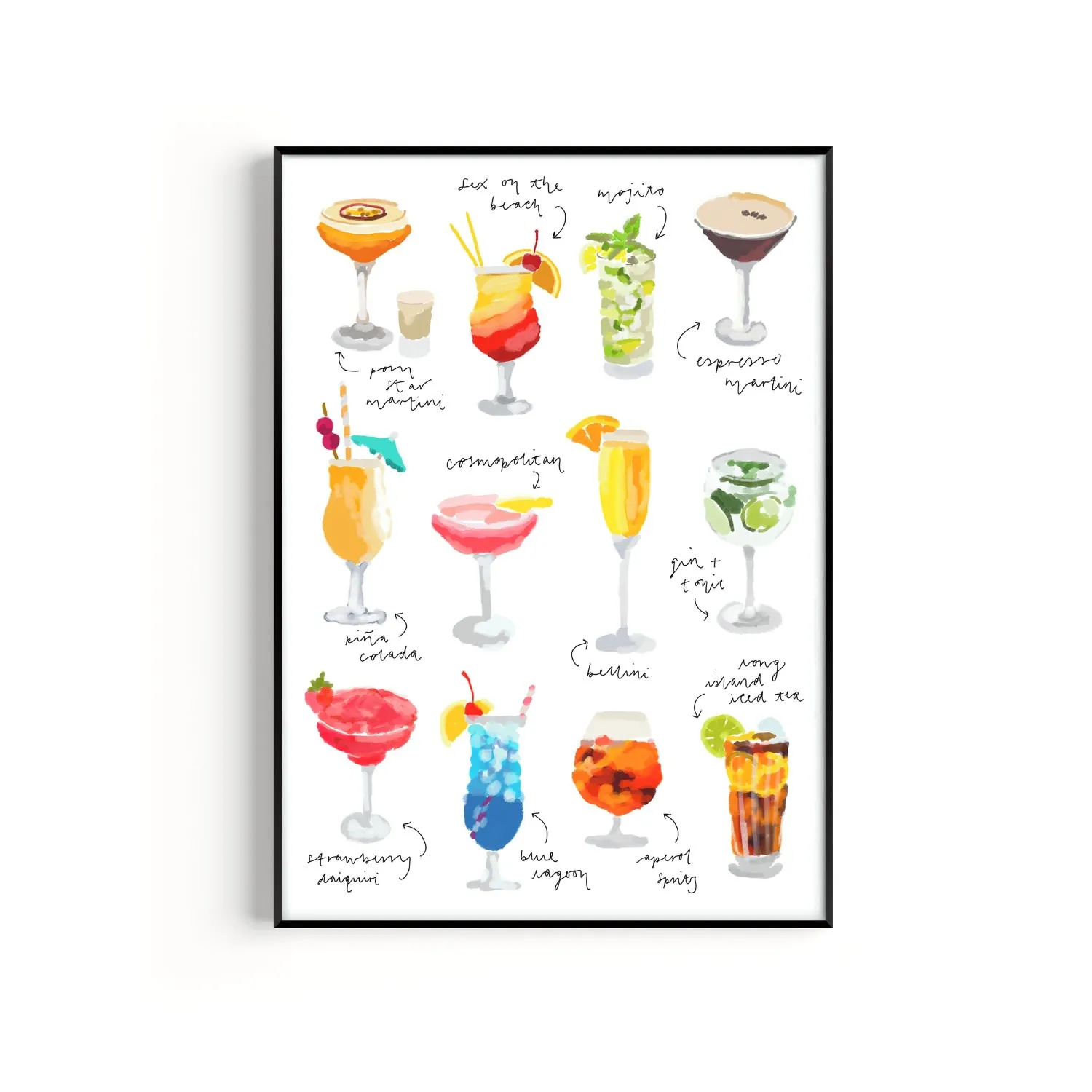 Cocktail A2 Art Print - Hand Painted