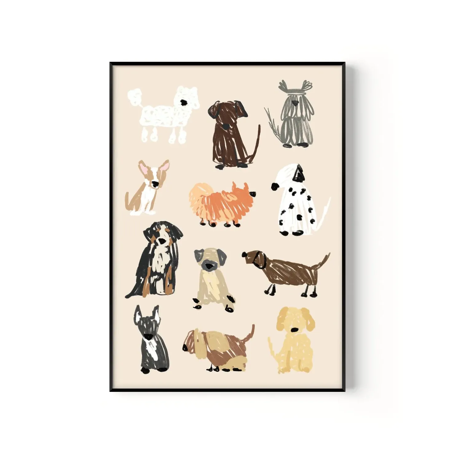 Dog A3 Art Print - Neutrals