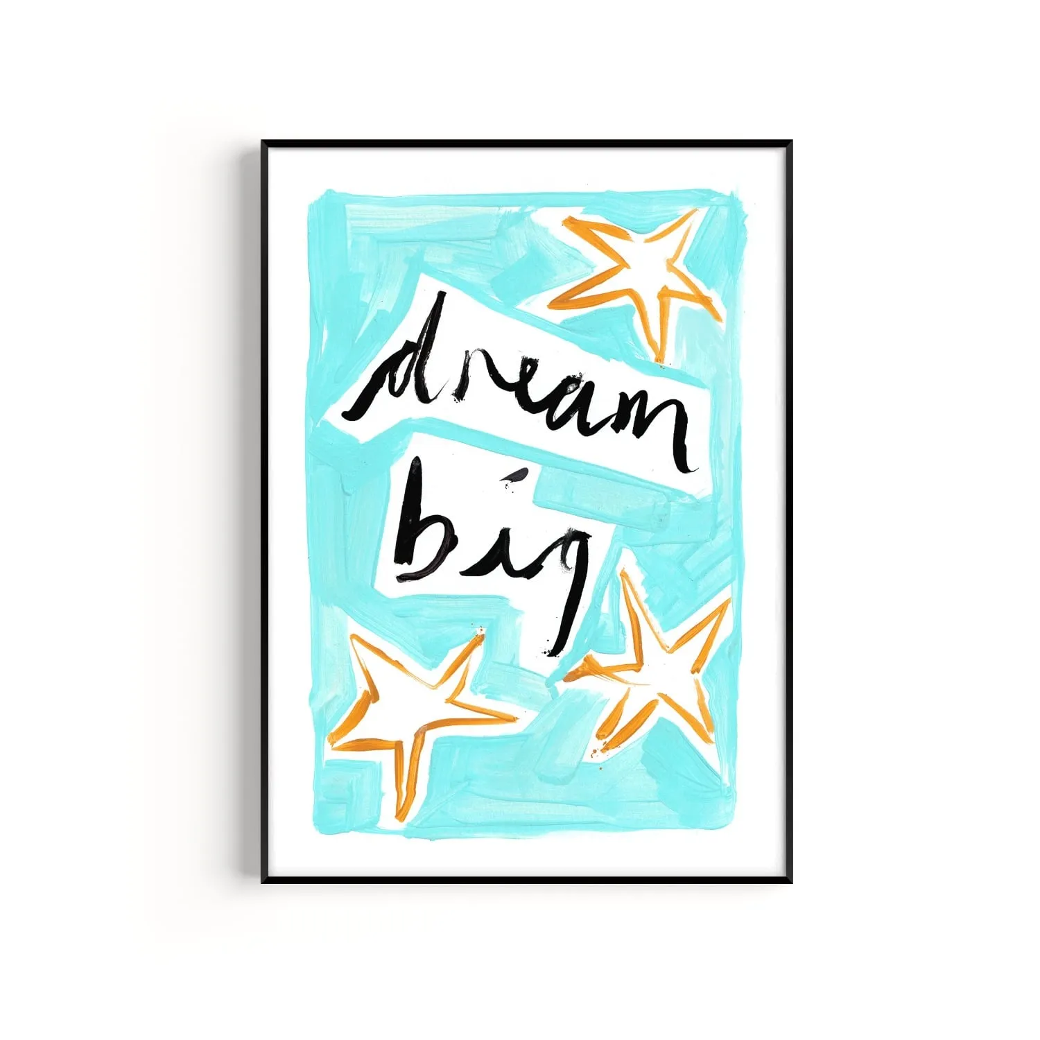 Dream Big A3 Hand Painted Art Print - Blue image