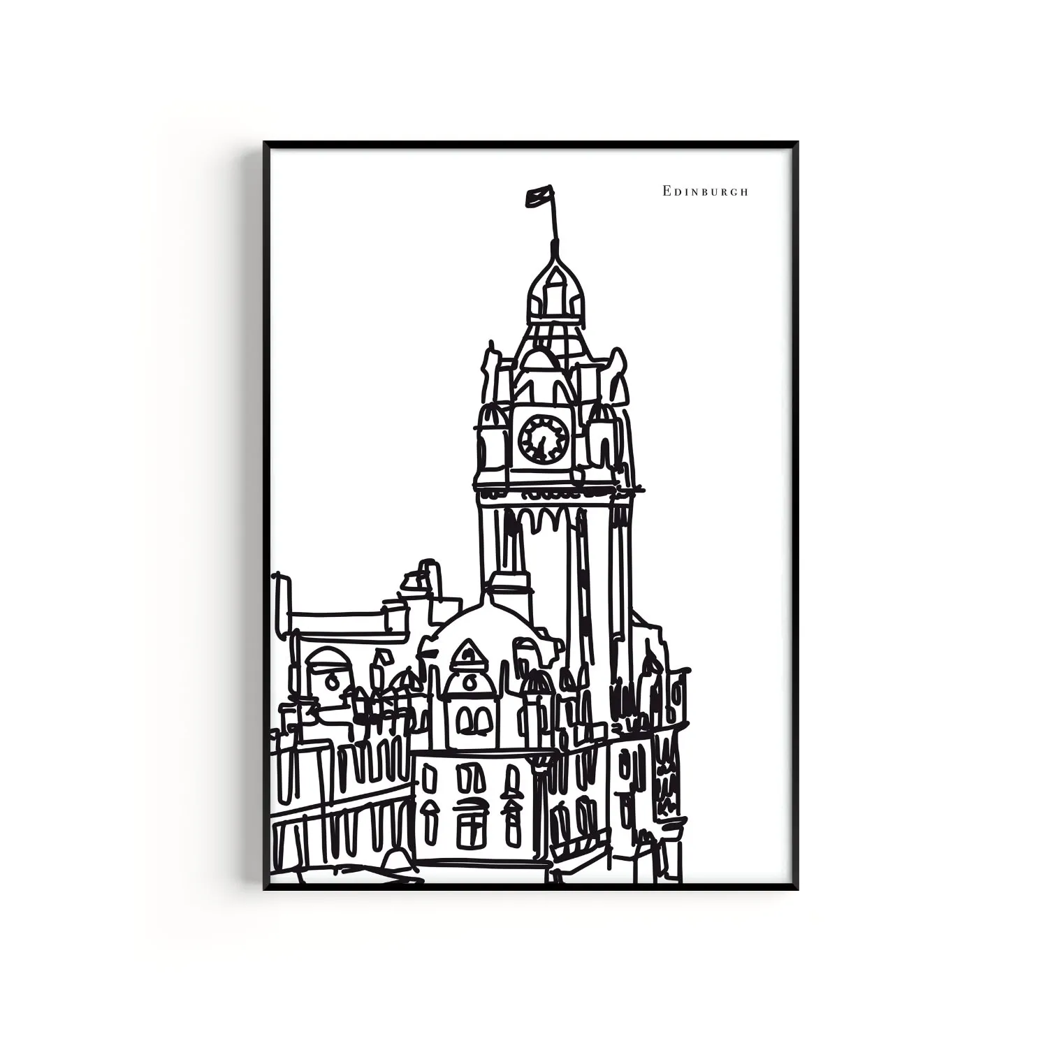 Edinburgh A2 Art Print - Black/White