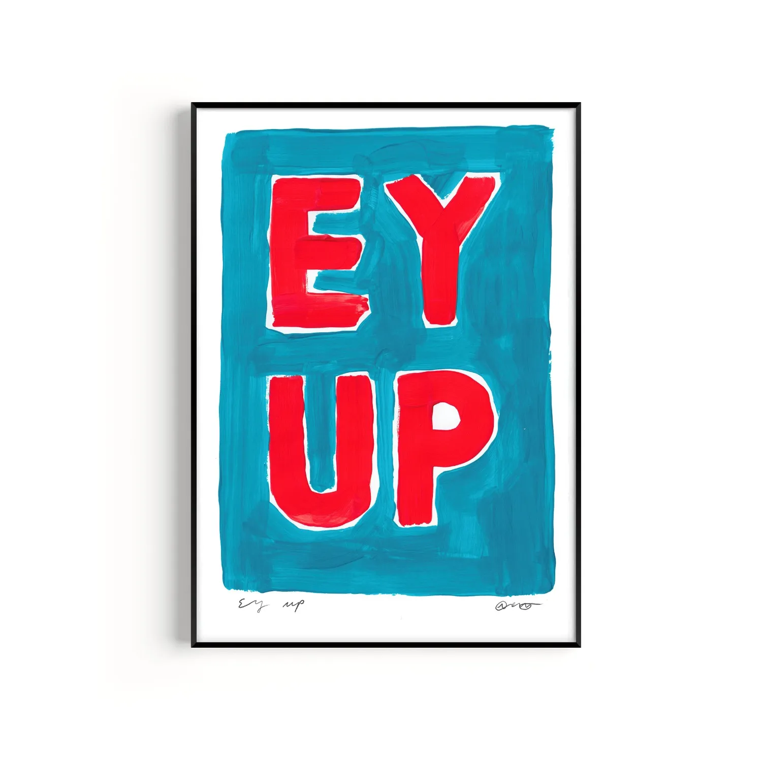 Ey Up A3 Art Print - Blue/Red