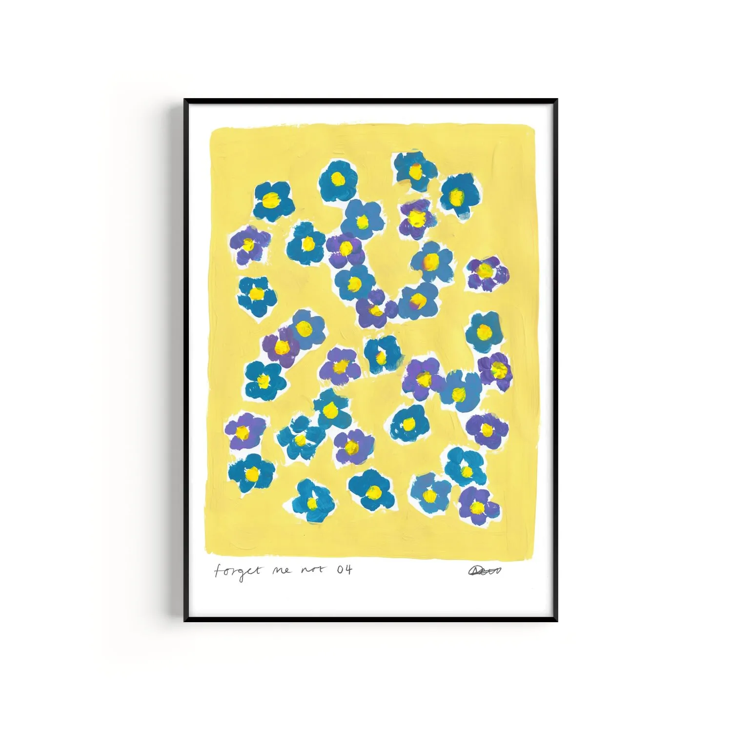Forget Me Not A2 Hand Painted Art Print
