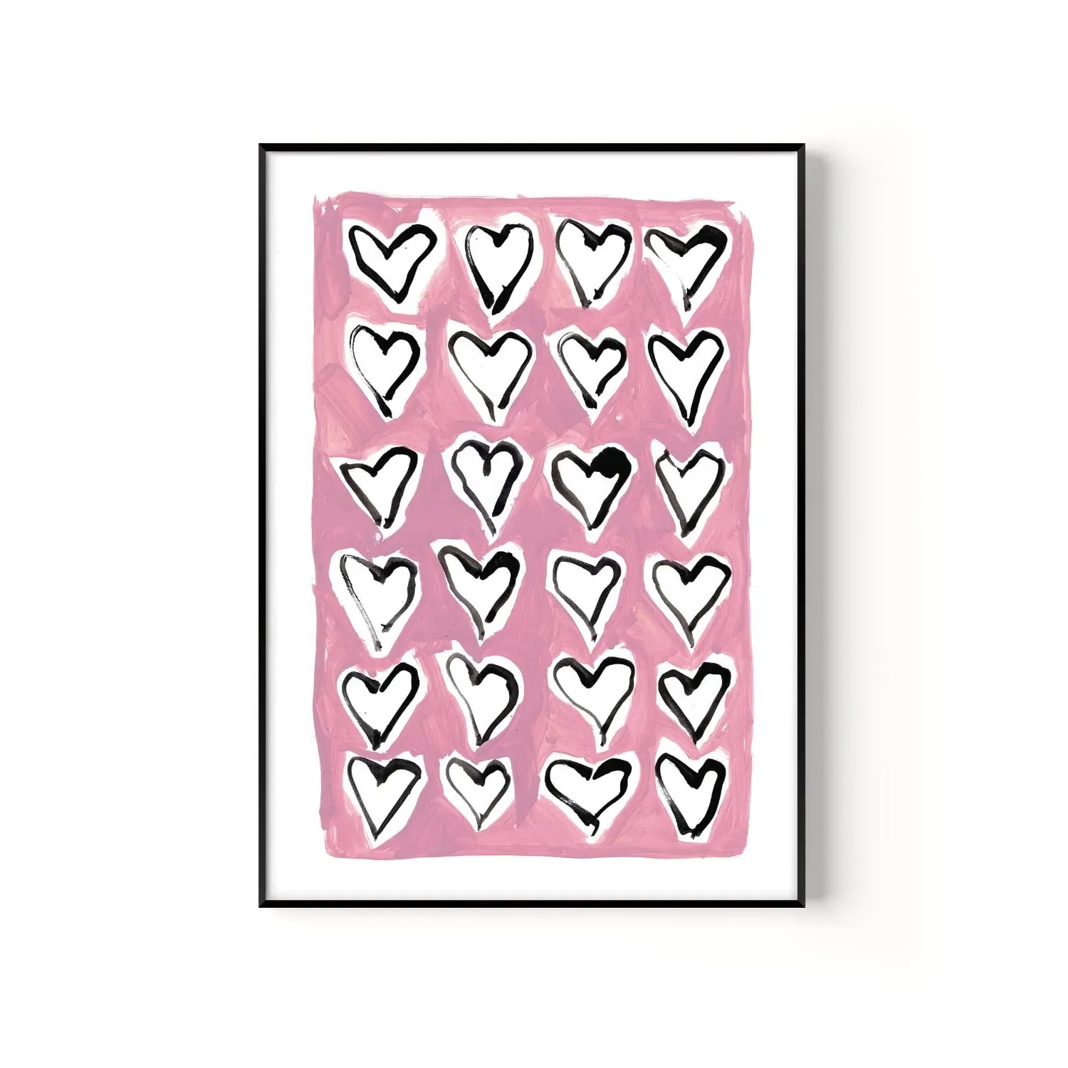 Hearts A2 Hand Painted Art Print