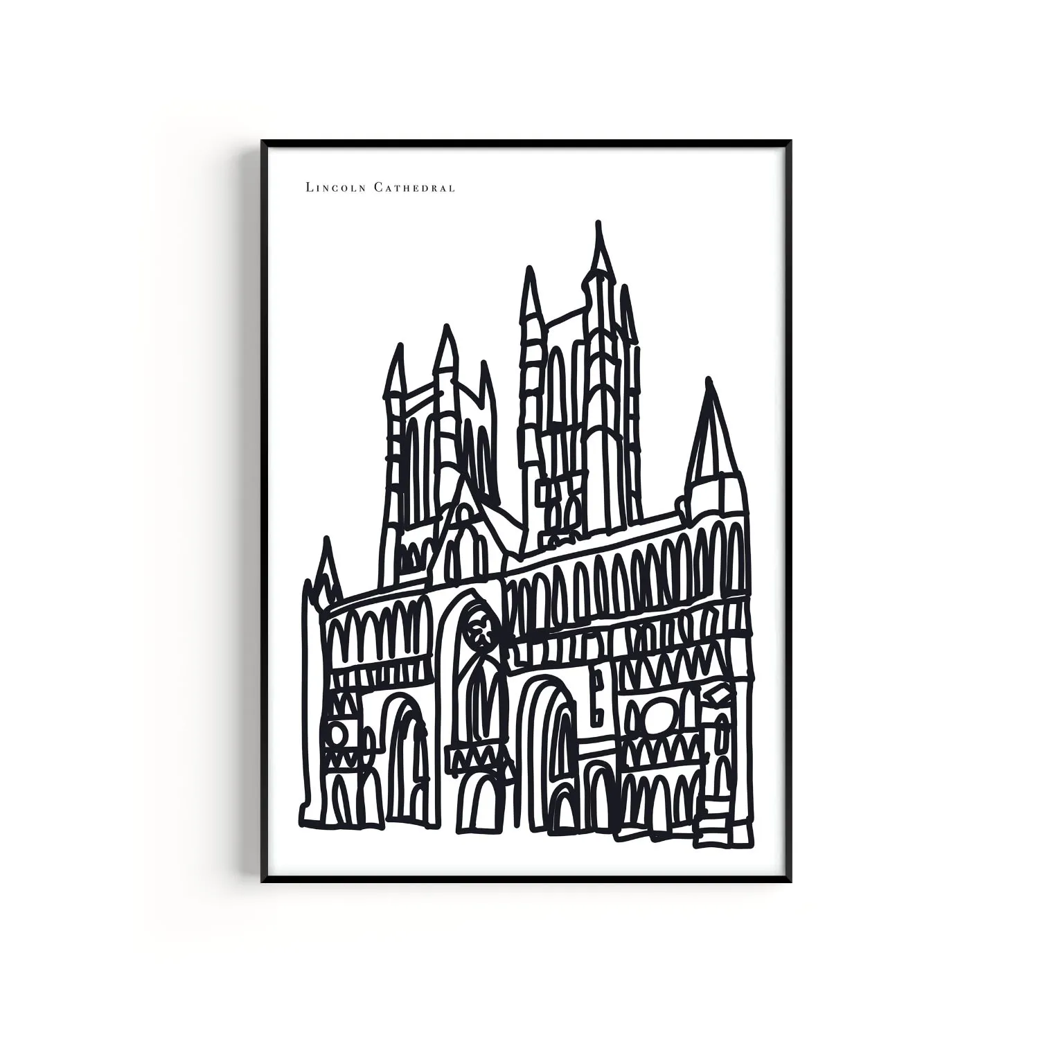 Lincoln Cathedral A3 Art Print - Black/White image