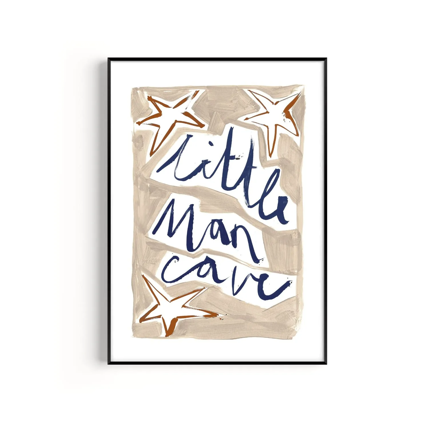 Little Man Cave A3 Hand Painted Art Print - Neutrals