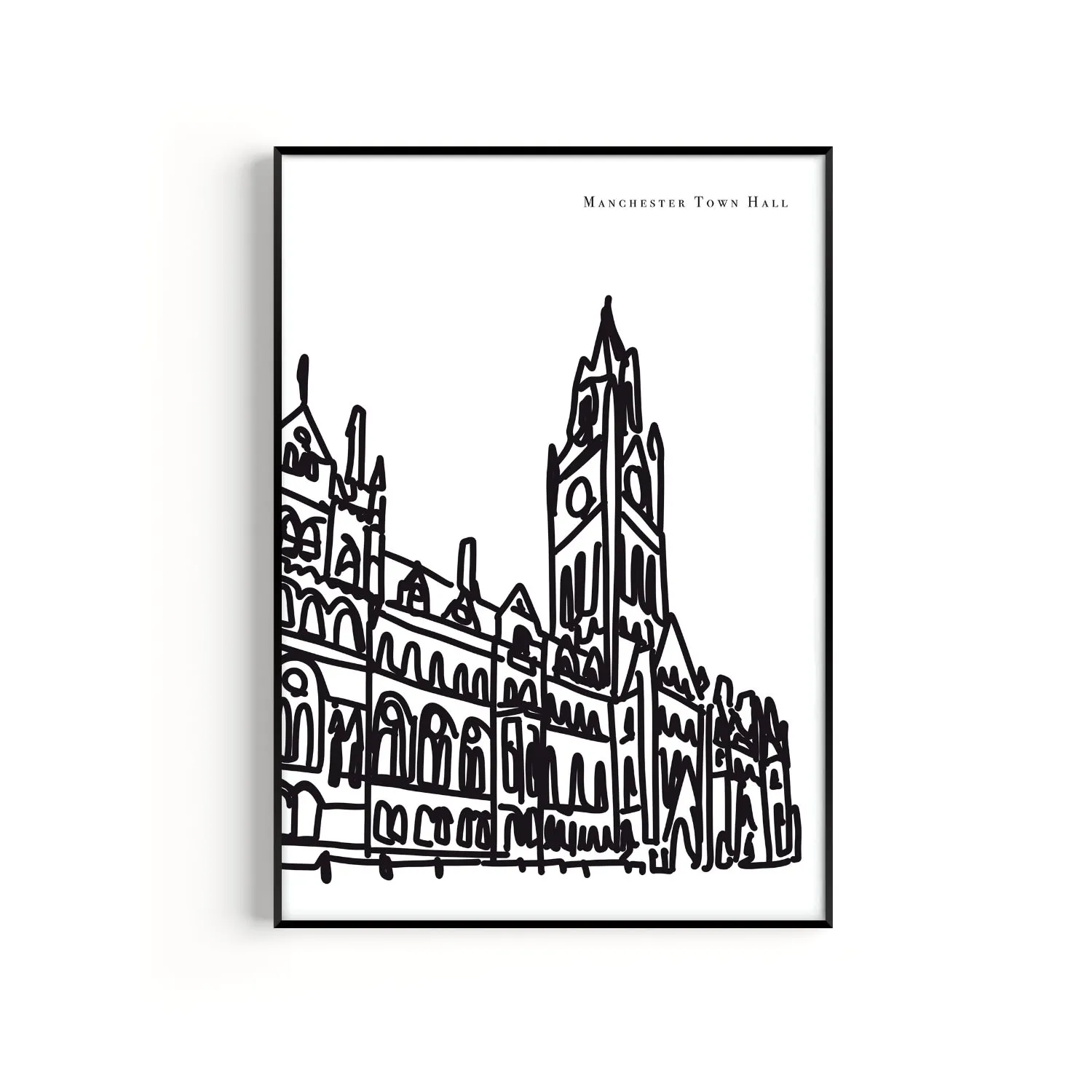 Manchester Town Hall A2 Art Print - Black/White