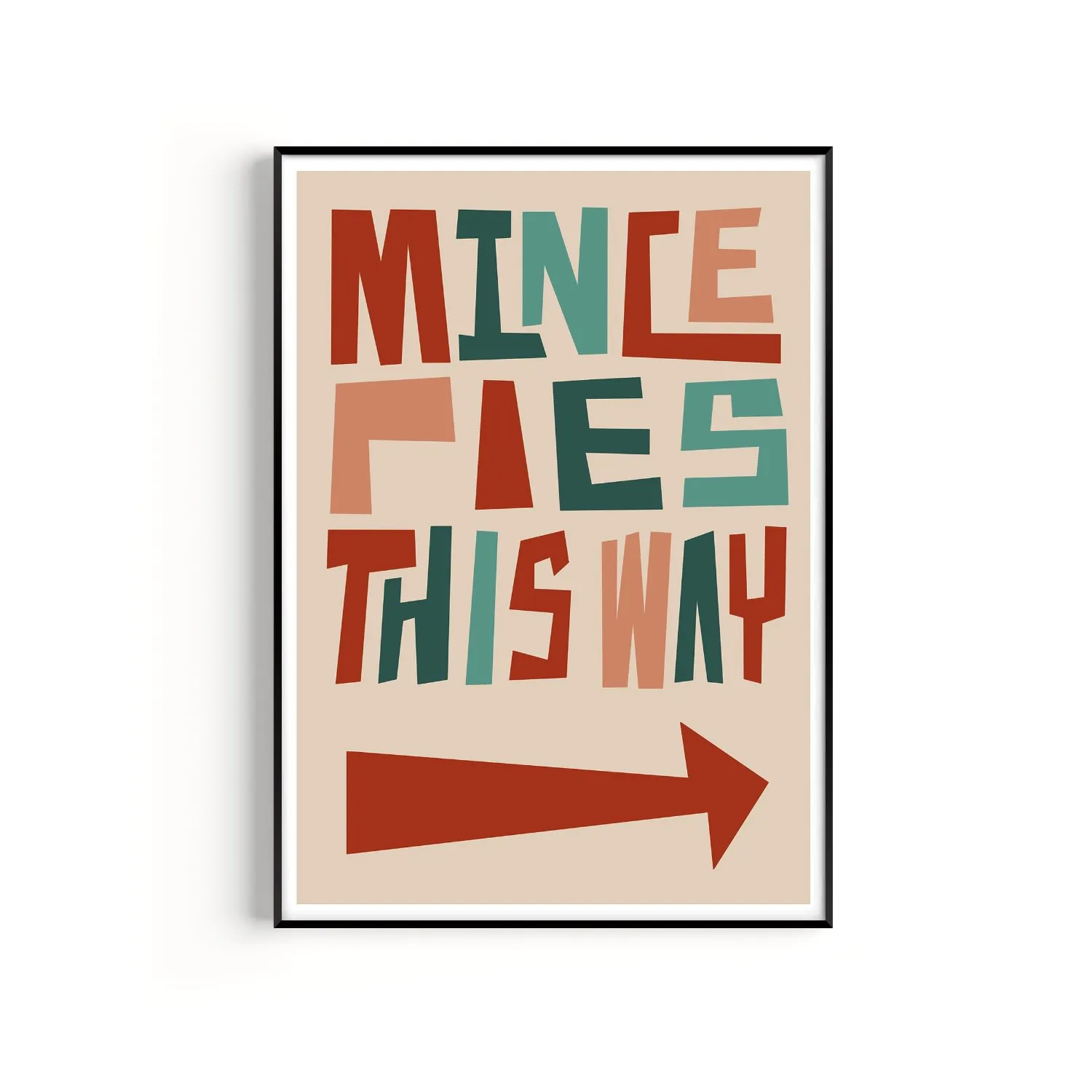 Mince Pies This Way A2 Christmas Art Print