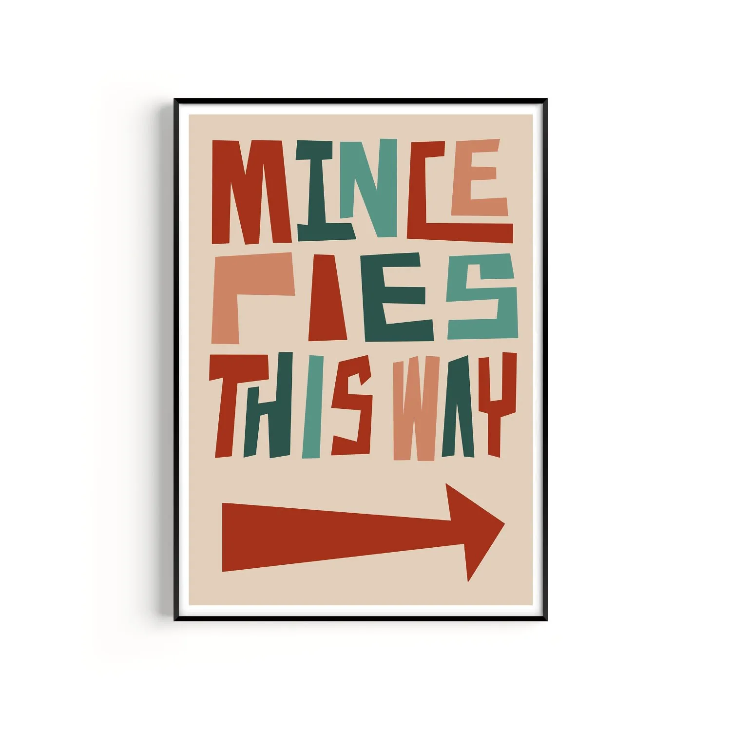 Mince Pies This Way A3 Christmas Art Print - 297 x 420mm