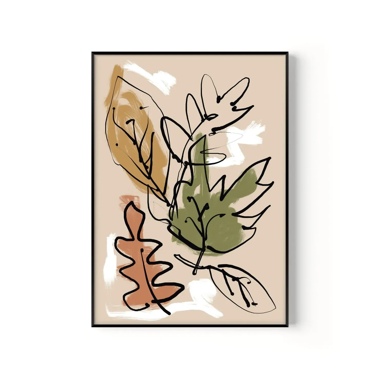 Neutrals Leaves A2 Art Print