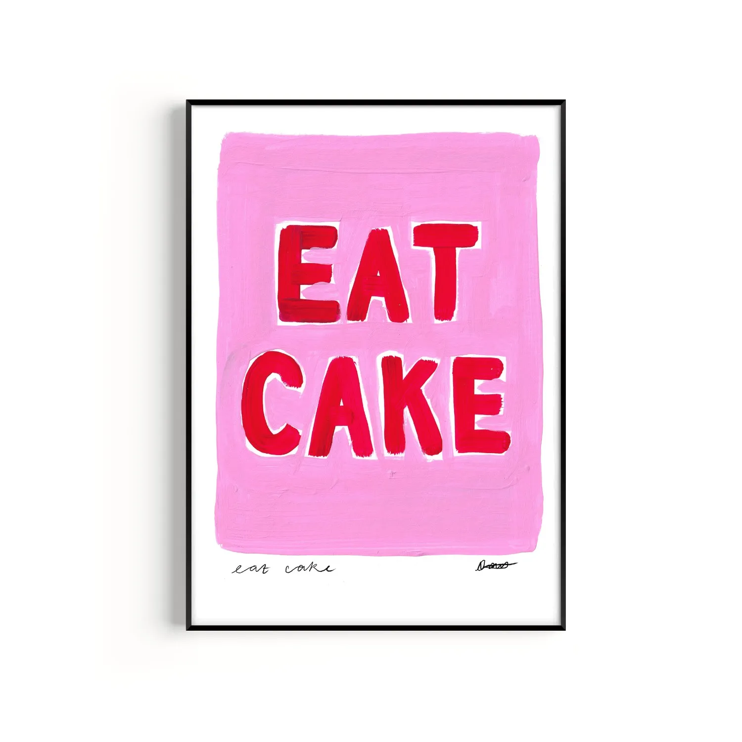 Red Eat Cake Hand Painted A3 Art Print - Matte Card