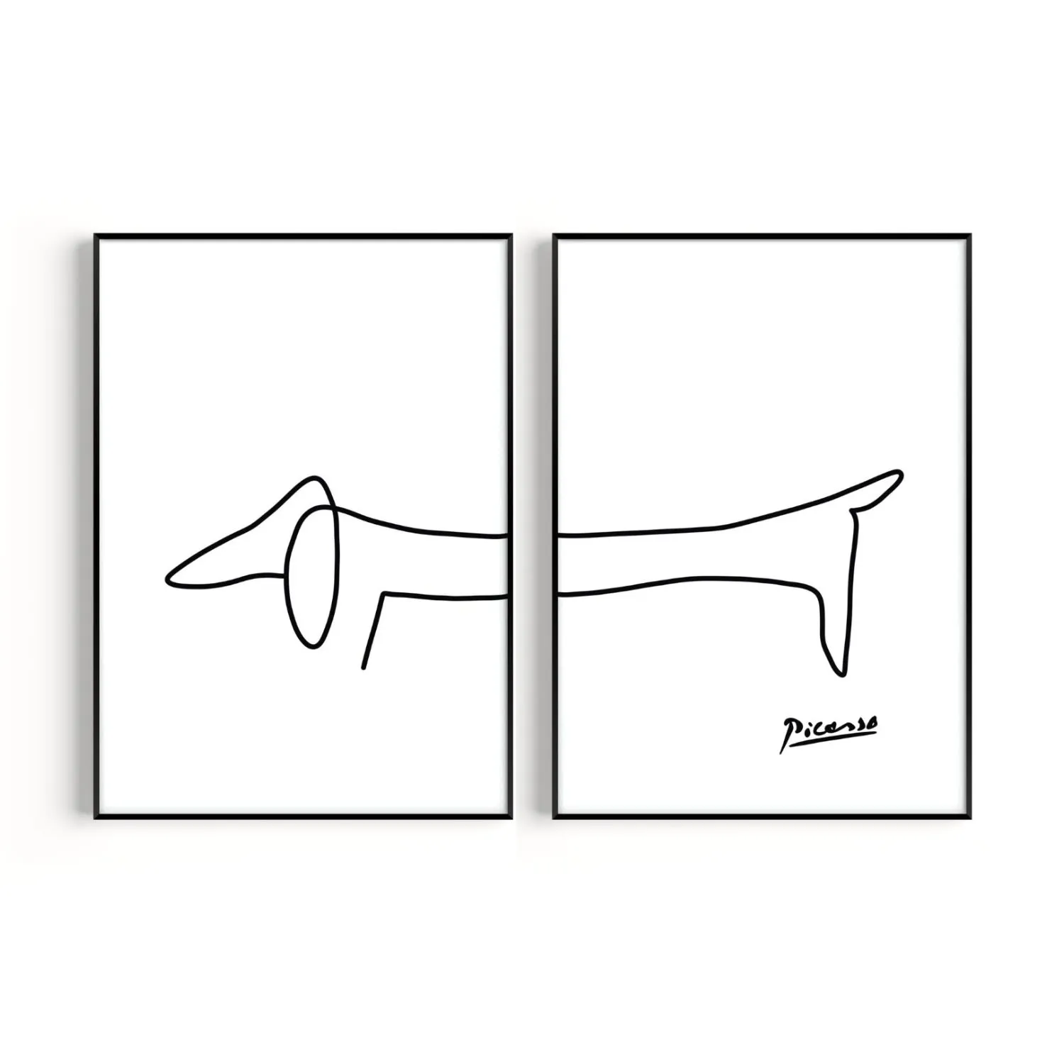 Sausage Dog Set of 2 A2 Art Prints - Black/White