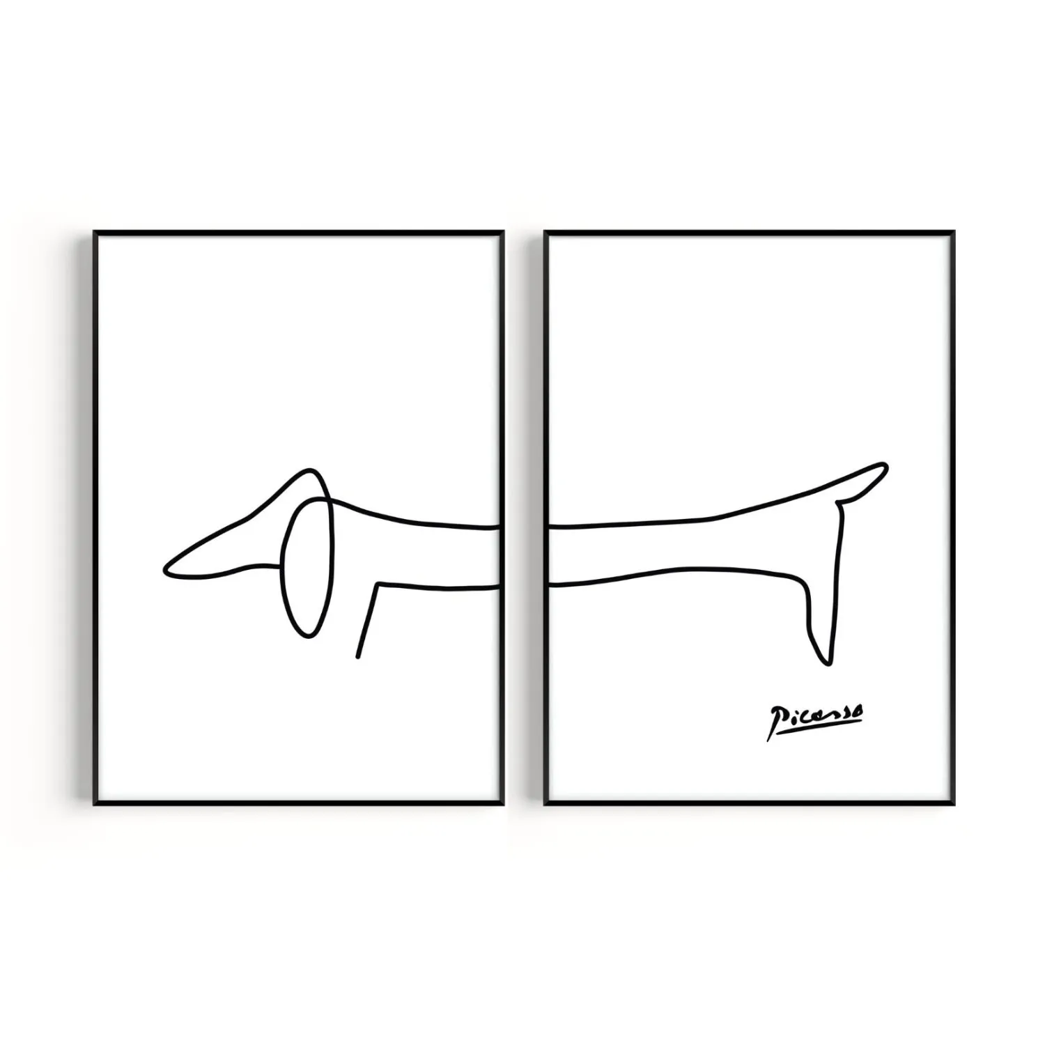 Sausage Dog Set of 2 A3 Art Prints - Black/White
